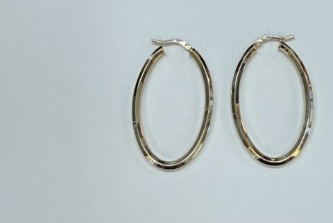 14k Yellow Gold Delicate Oval Hoop Earrings