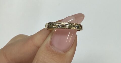 Vintage 14k Yellow Gold Engraved 3 MM Band