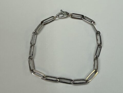14k White Gold Lightweight Paperclip Link Bracelet