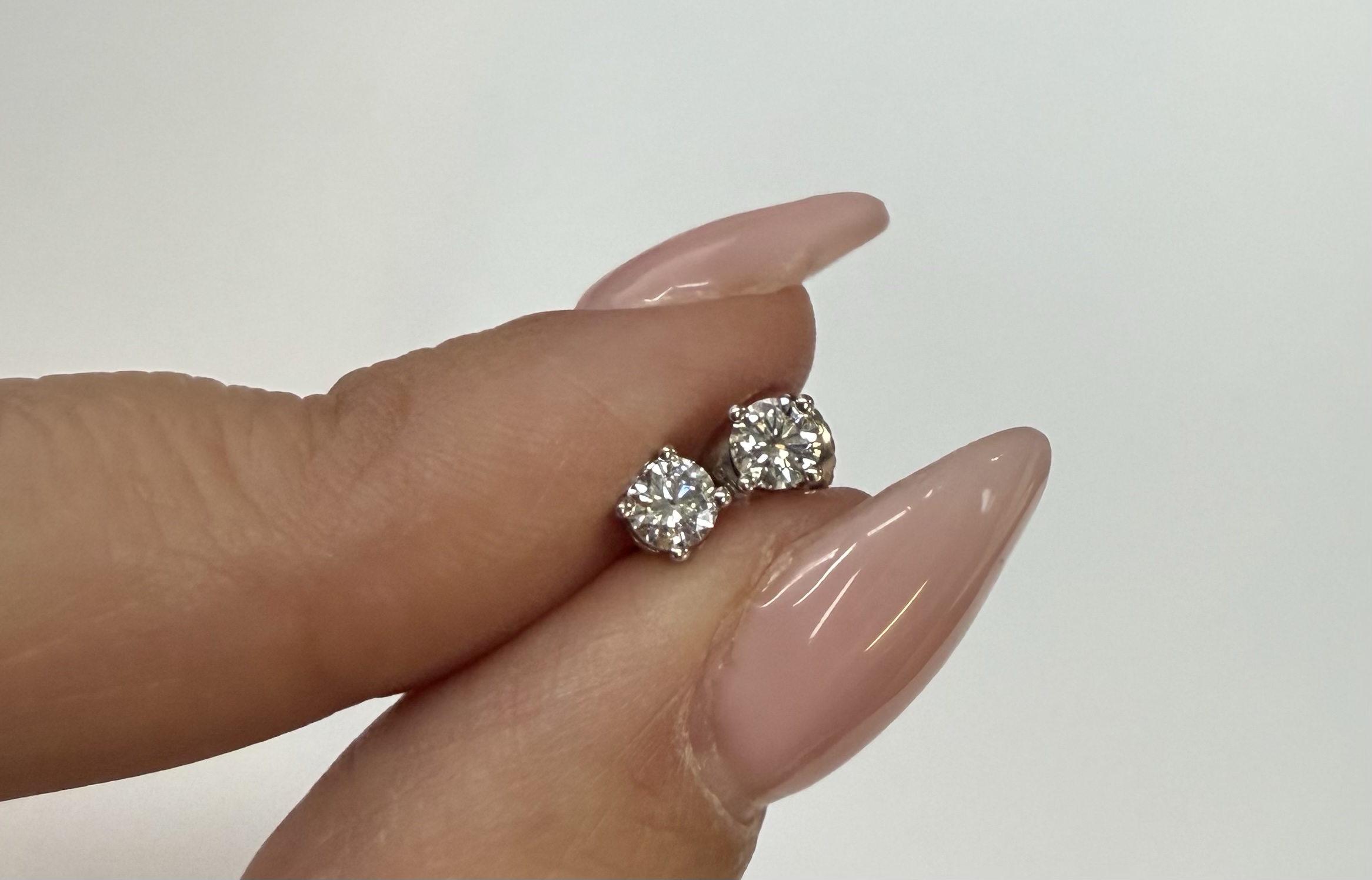 Authentic Tiffany & Co. Platinum Genuine .68 Cttw Round Brilliant Cut Diamond Screw Back Earrings - Image 2