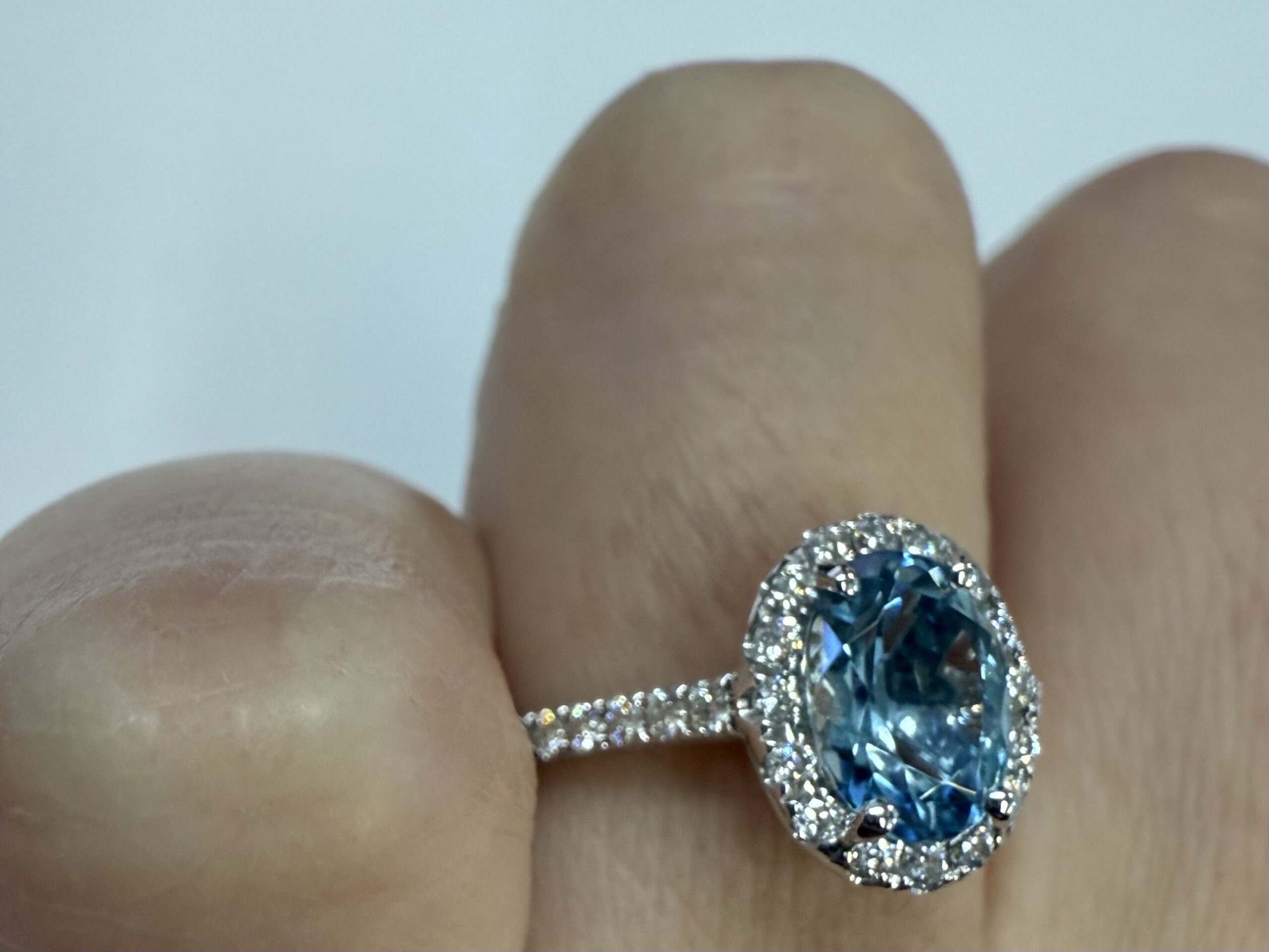 14k White Gold Genuine 1.12 Cttw Aquamarine & Diamond Halo Ring - Image 22