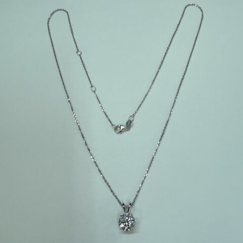 14k White Gold Genuine 1.50 Cttw Lab Grown Round Brilliant Cut Diamond Pendant