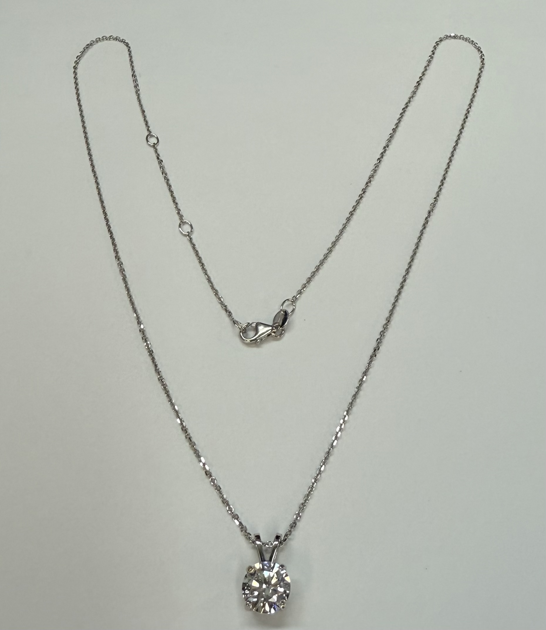 14k White Gold Genuine 1.50 Cttw Lab Grown Round Brilliant Cut Diamond Pendant - Image 3