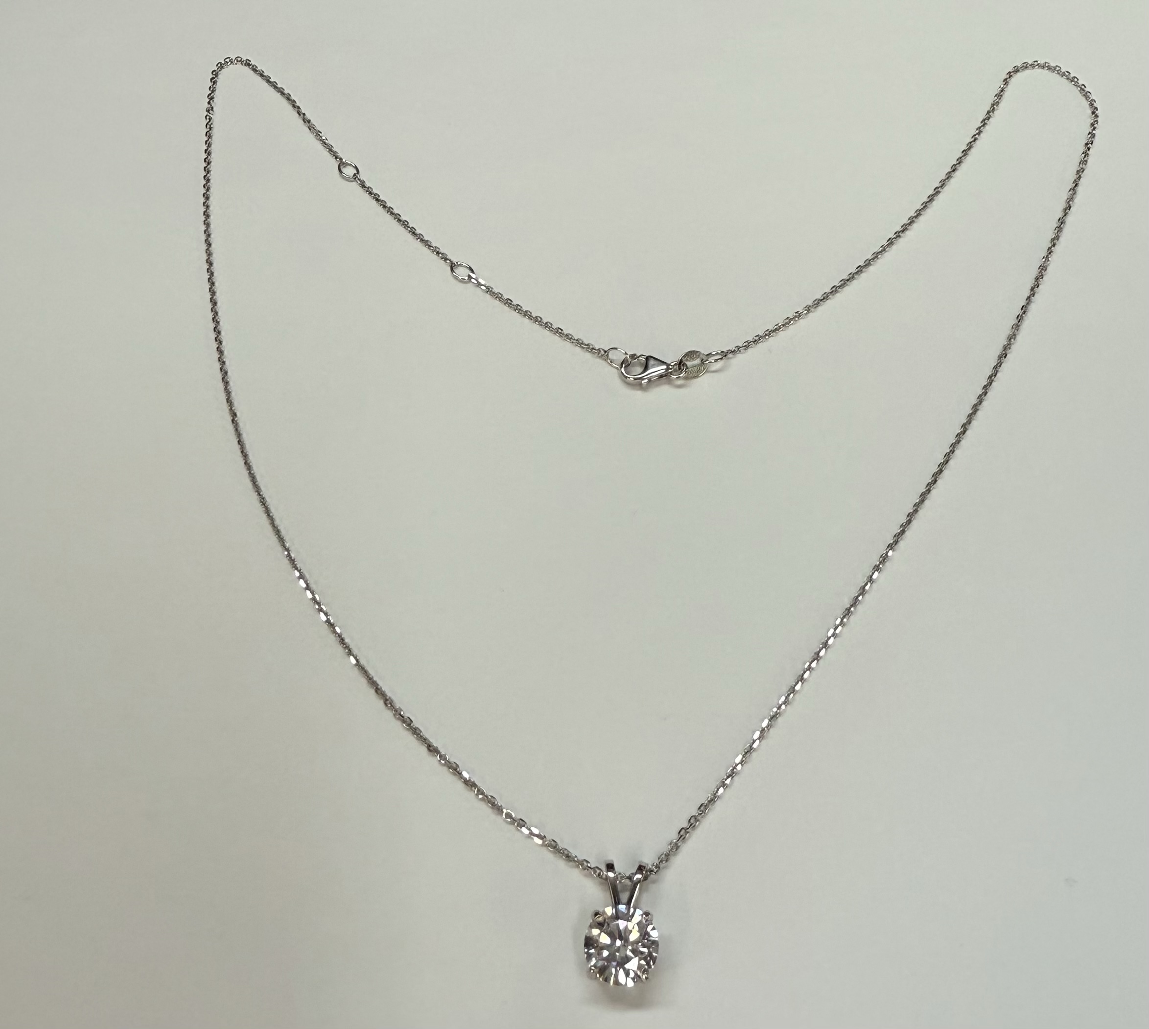 14k White Gold Genuine 1.50 Cttw Lab Grown Round Brilliant Cut Diamond Pendant - Image 7