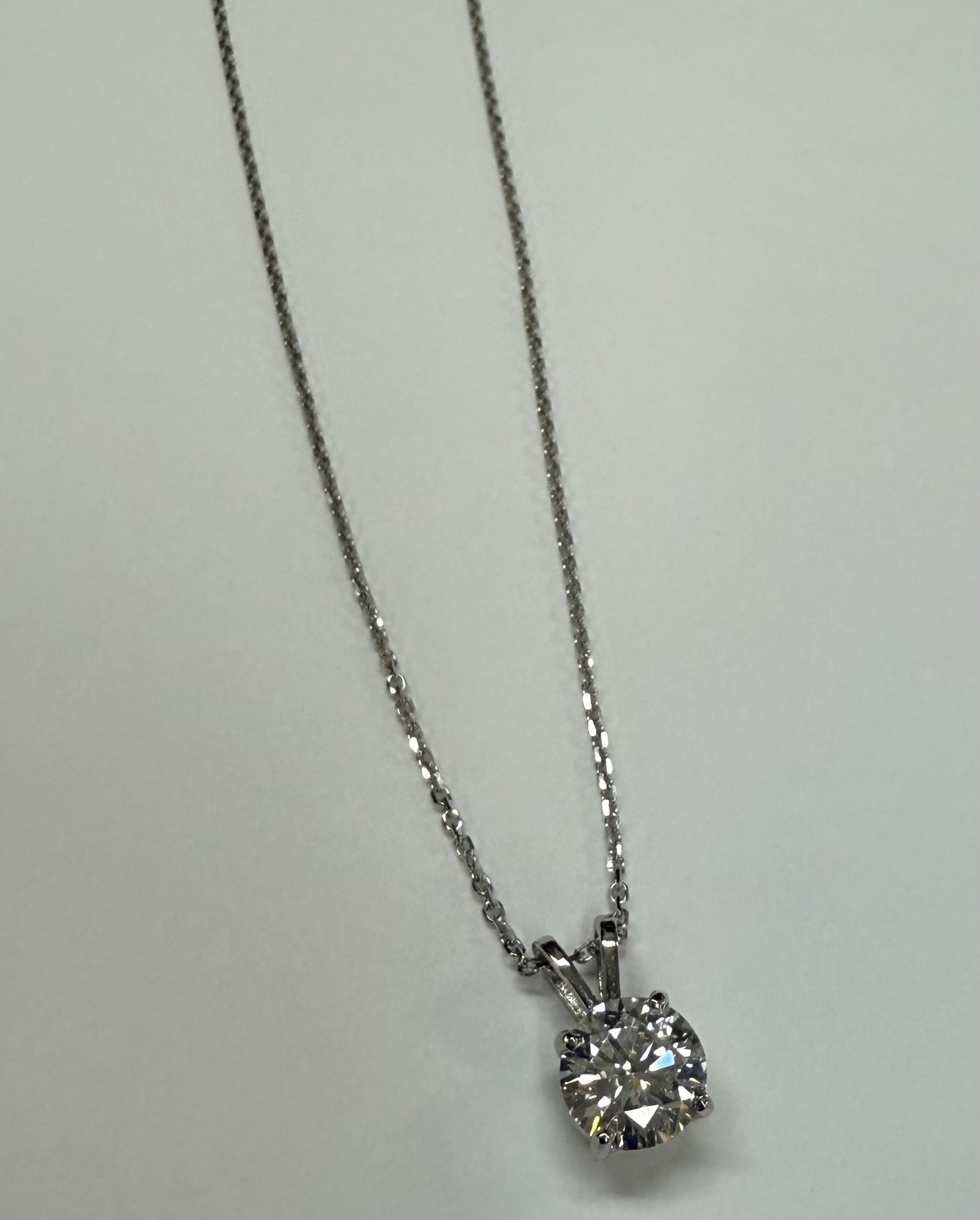 14k White Gold Genuine 1.50 Cttw Lab Grown Round Brilliant Cut Diamond Pendant - Image 9