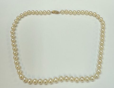 A Vintage 18" Strand of 6.5 MM Cultured Saltwater Akoya Pearls