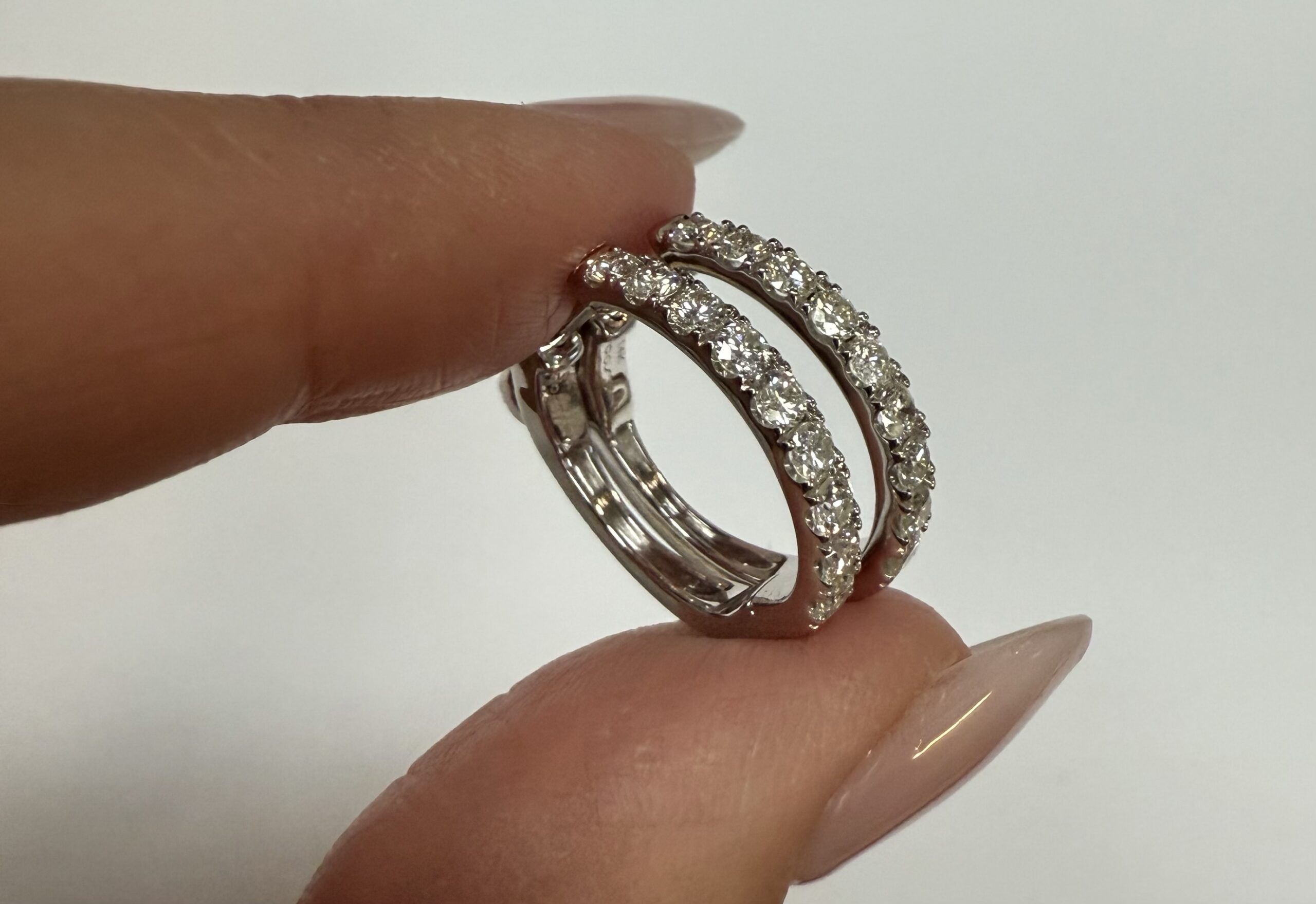 14k White Gold Genuine 1.00 Carat Round Brilliant Cut Diamond Hoop Earrings - Image 13