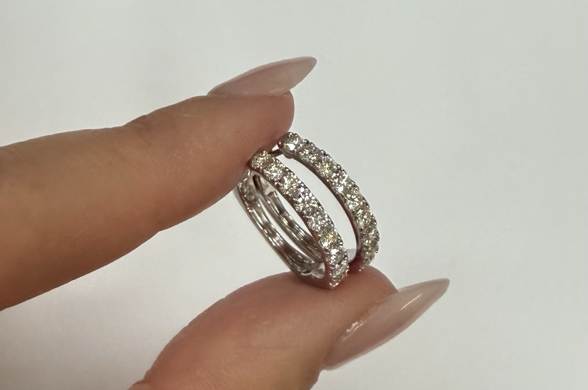 14k White Gold Genuine 1.00 Carat Round Brilliant Cut Diamond Hoop Earrings - Image 15