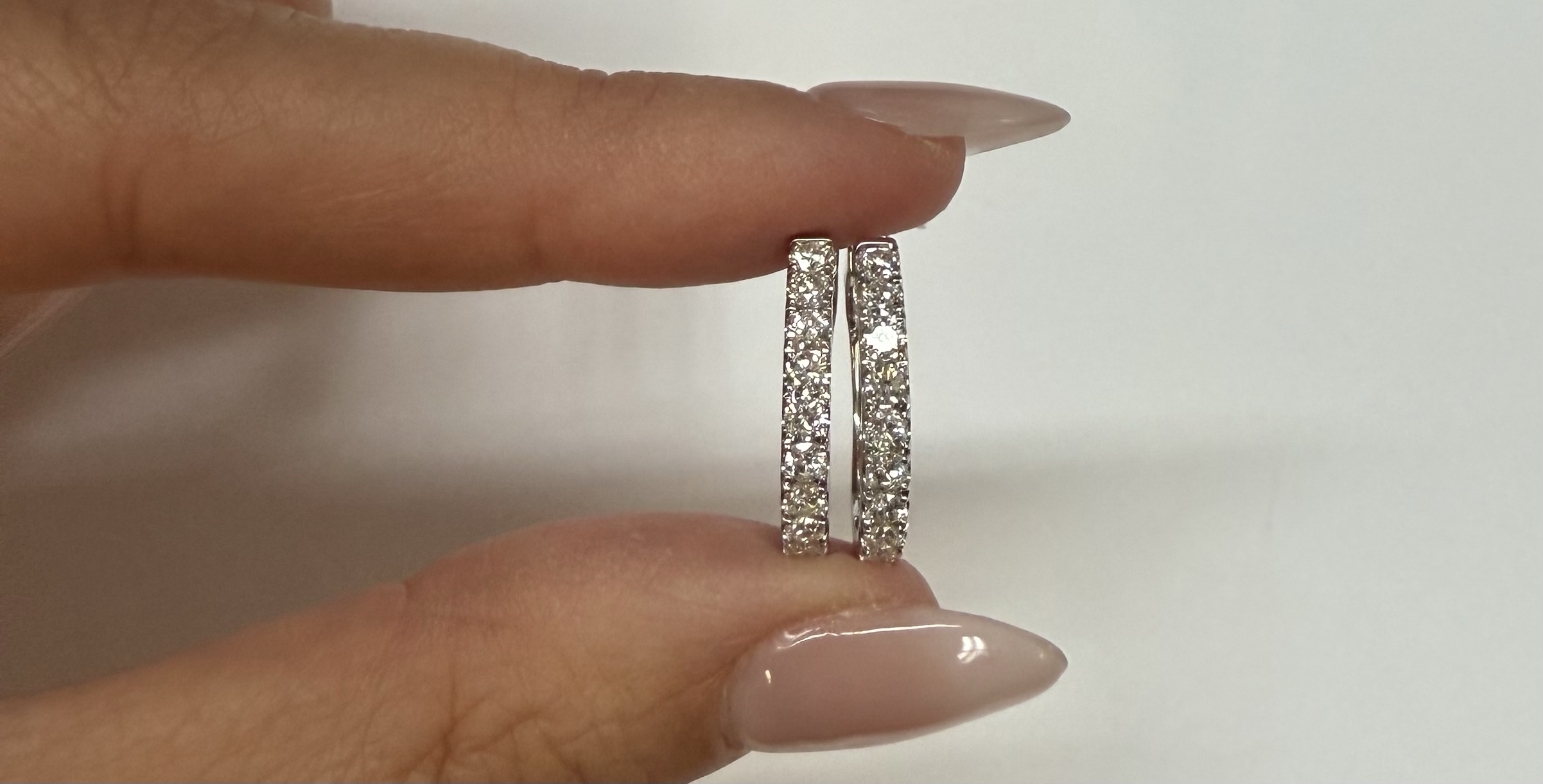 14k White Gold Genuine 1.00 Carat Round Brilliant Cut Diamond Hoop Earrings - Image 16