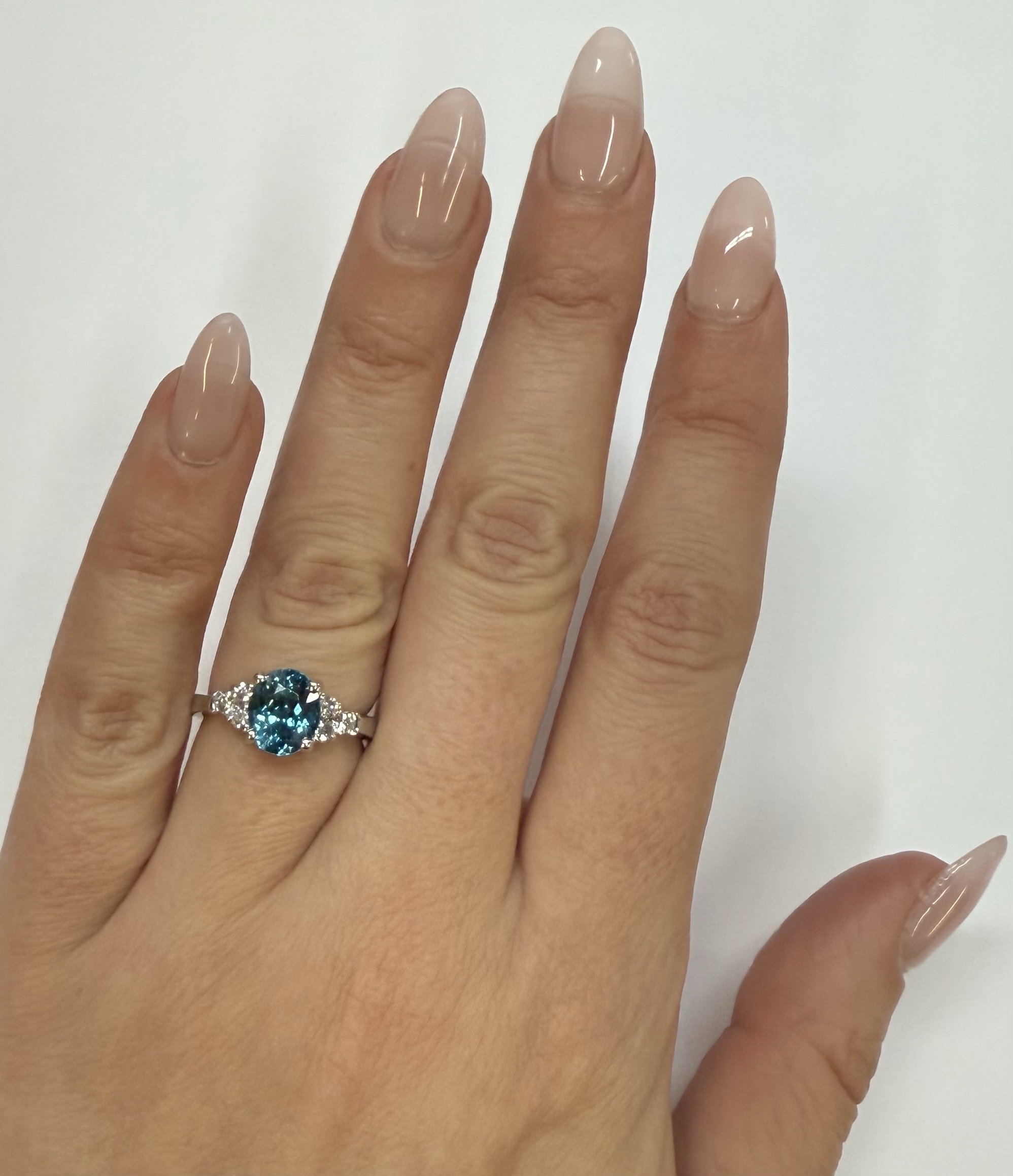 14k White Gold 3.03 Carat Genuine Blue Zircon & Diamond Ring - Image 21