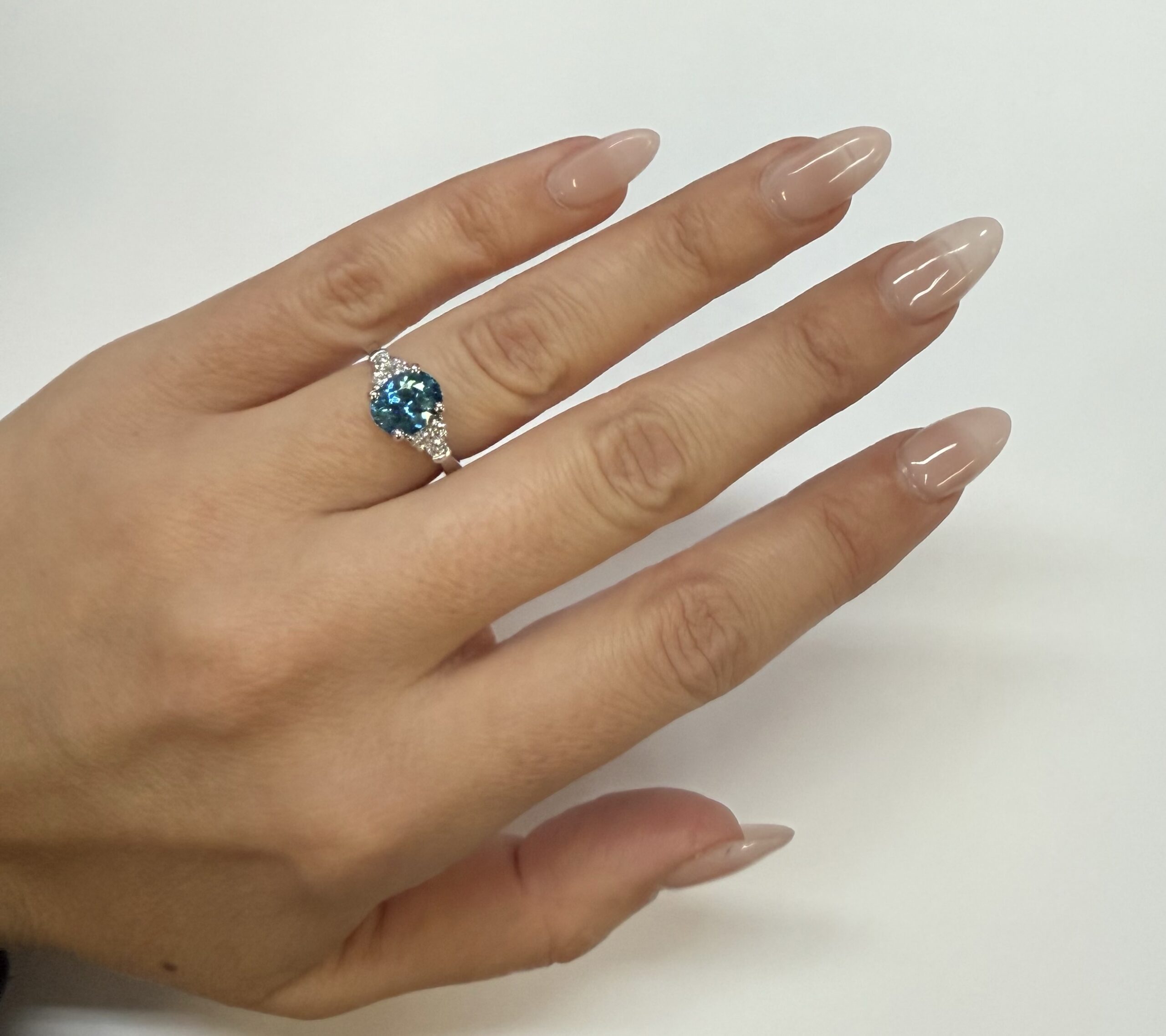 14k White Gold 3.03 Carat Genuine Blue Zircon & Diamond Ring - Image 22