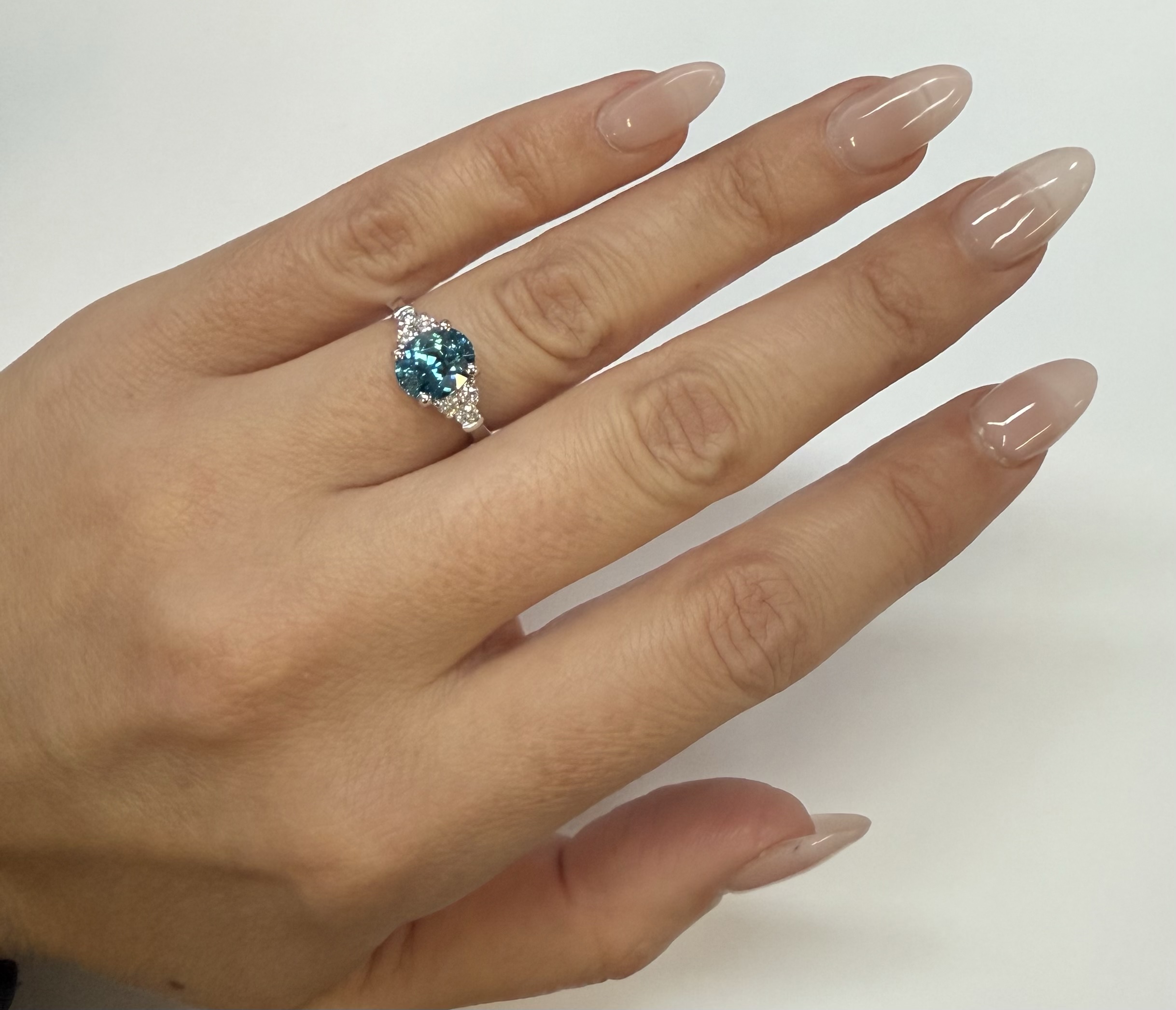 14k White Gold 3.03 Carat Genuine Blue Zircon & Diamond Ring - Image 23