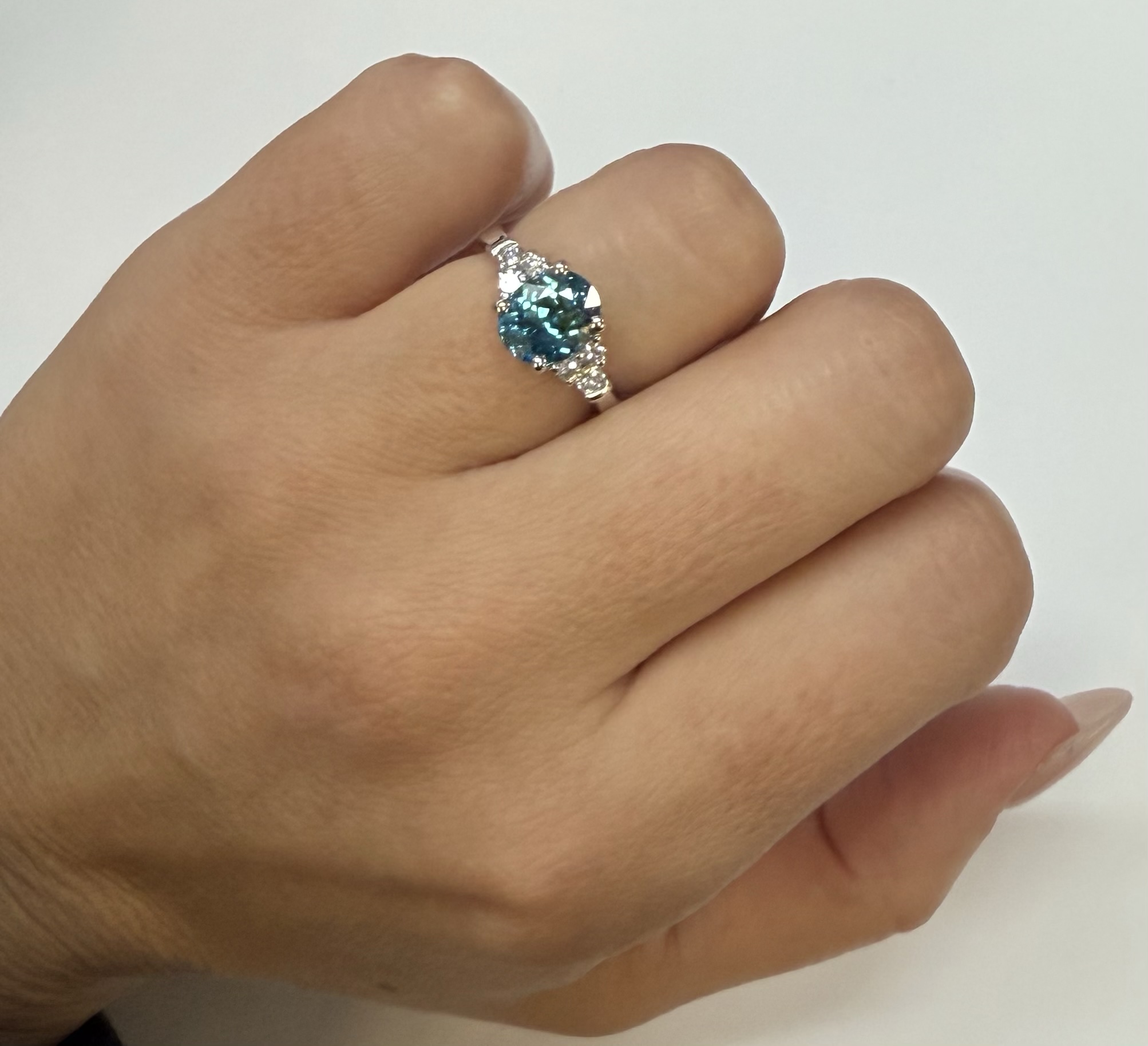 14k White Gold 3.03 Carat Genuine Blue Zircon & Diamond Ring - Image 24