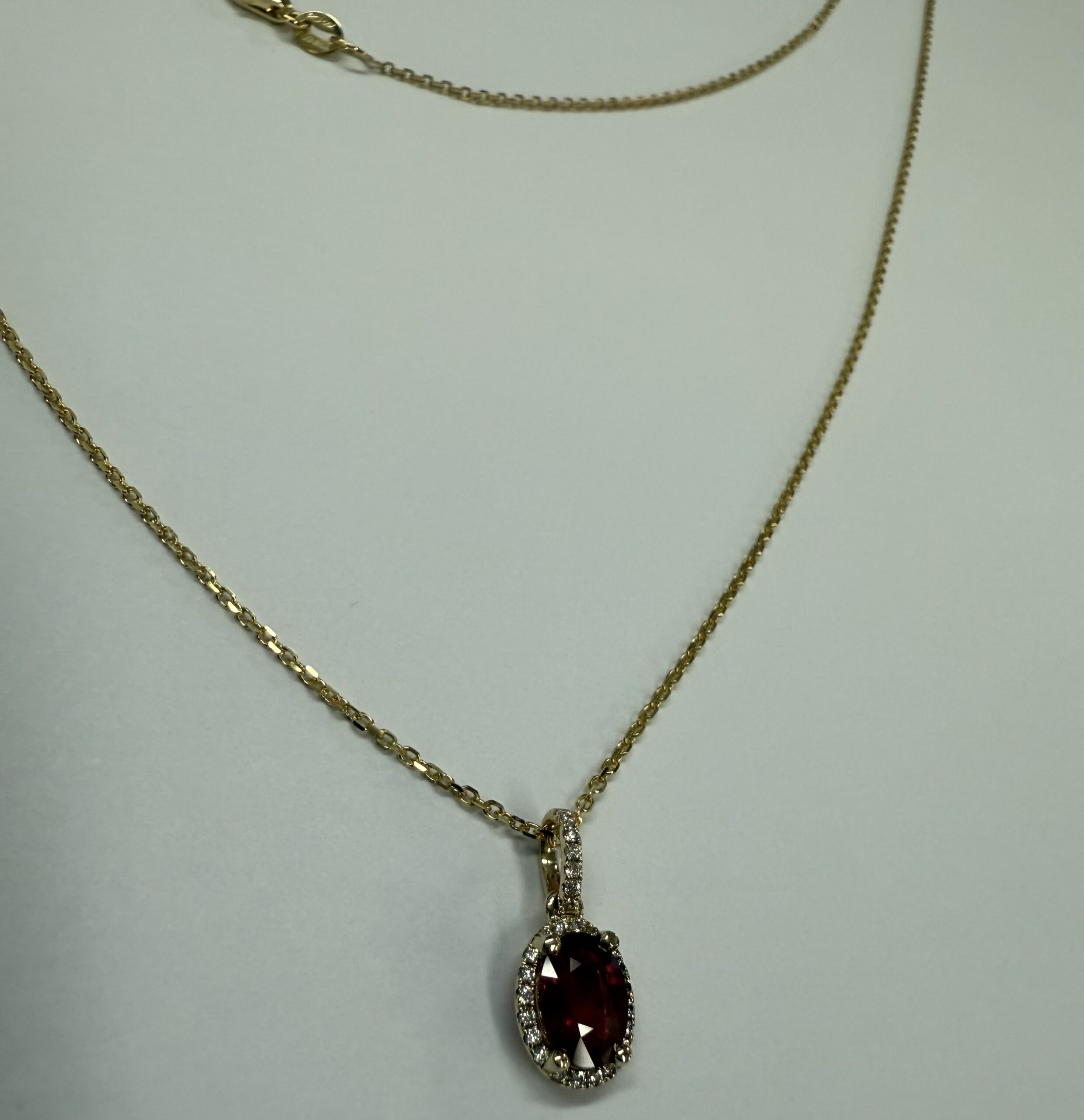 14k Yellow Gold Genuine .88 Cttw Ruby & Diamond Halo Pendant - Image 9
