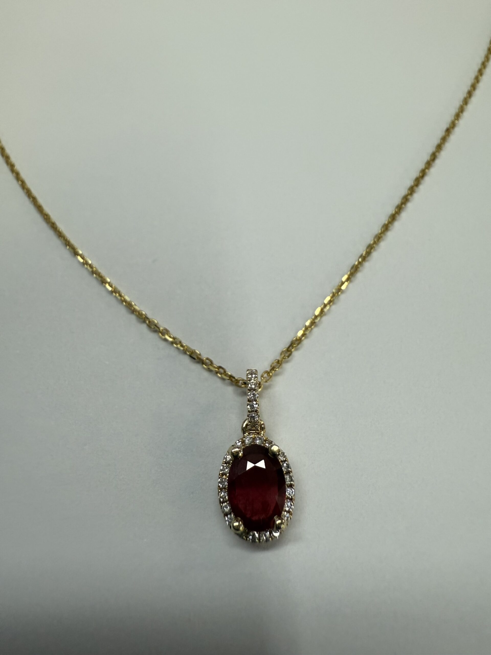 14k Yellow Gold Genuine .88 Cttw Ruby & Diamond Halo Pendant - Image 4
