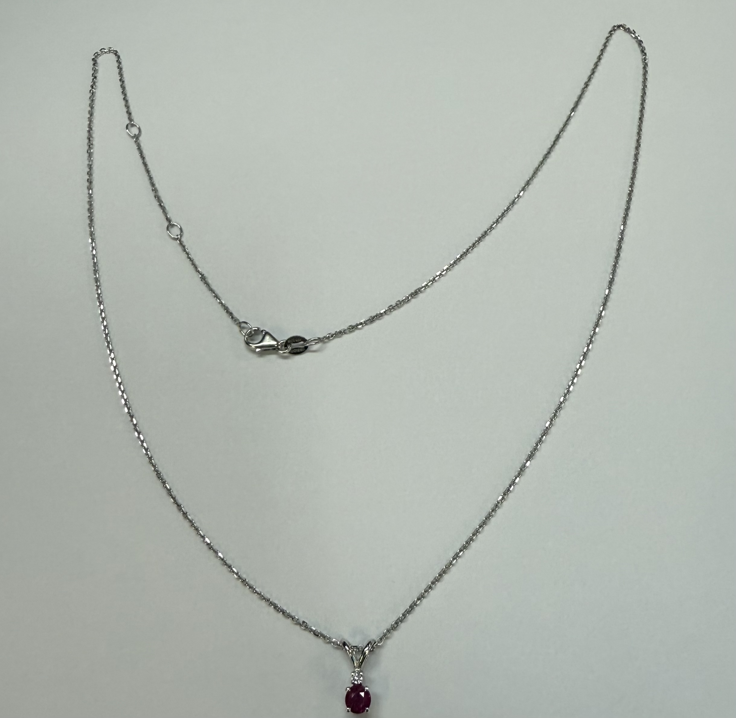 14k White Gold Genuine .30 Cttw Ruby & Diamond Pendant - Image 16