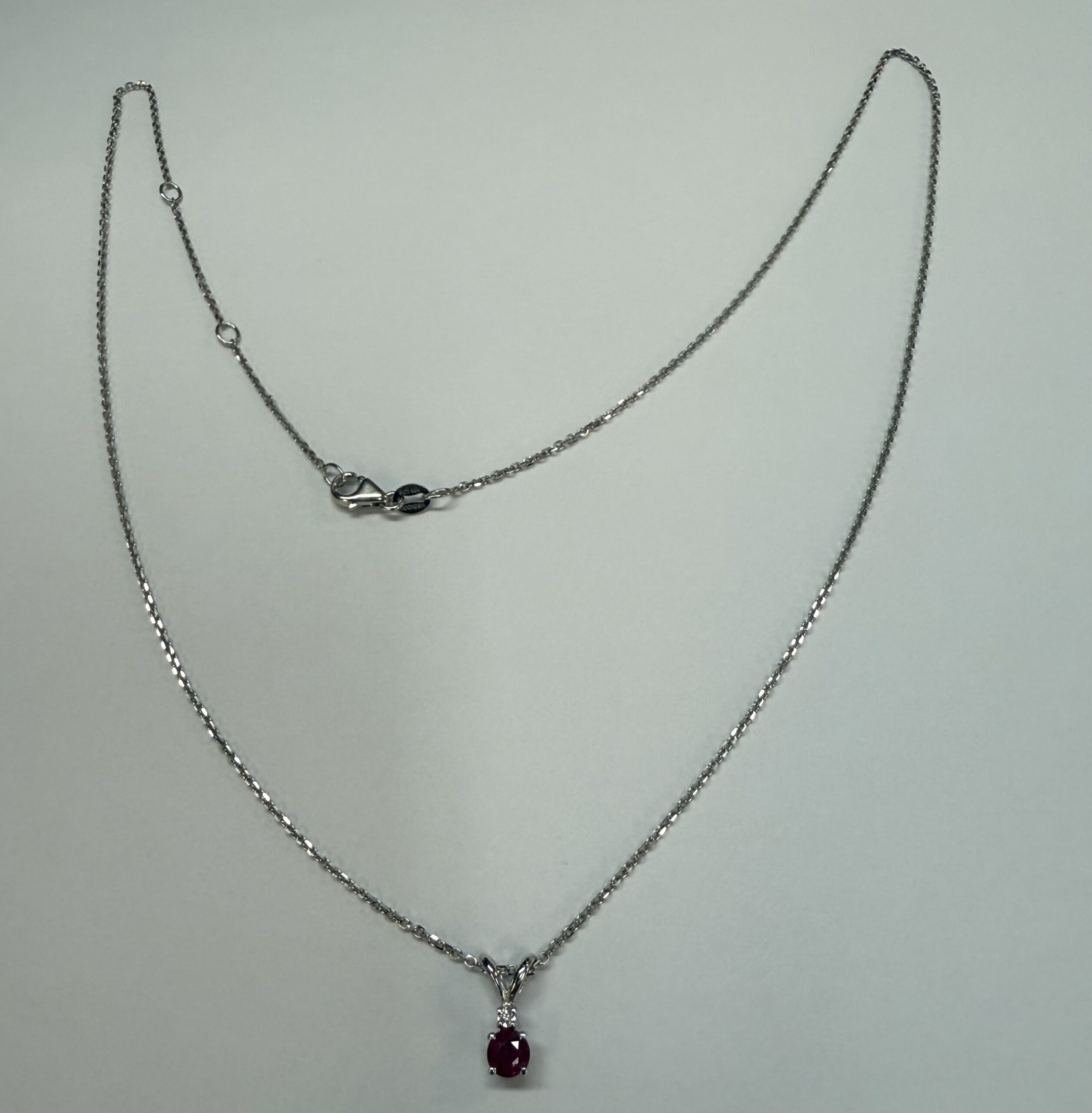 14k White Gold Genuine .30 Cttw Ruby & Diamond Pendant - Image 13