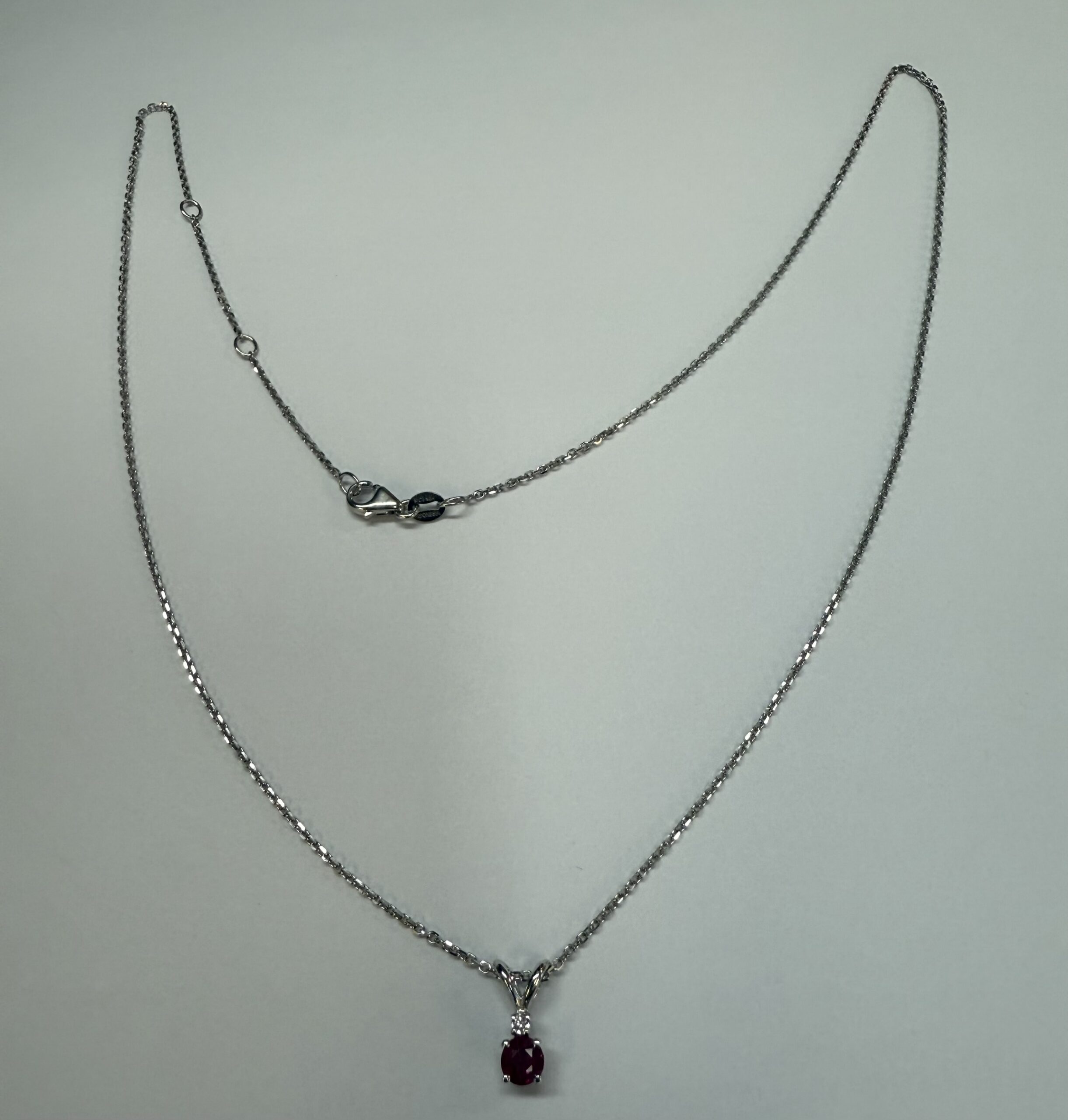 14k White Gold Genuine .30 Cttw Ruby & Diamond Pendant - Image 14