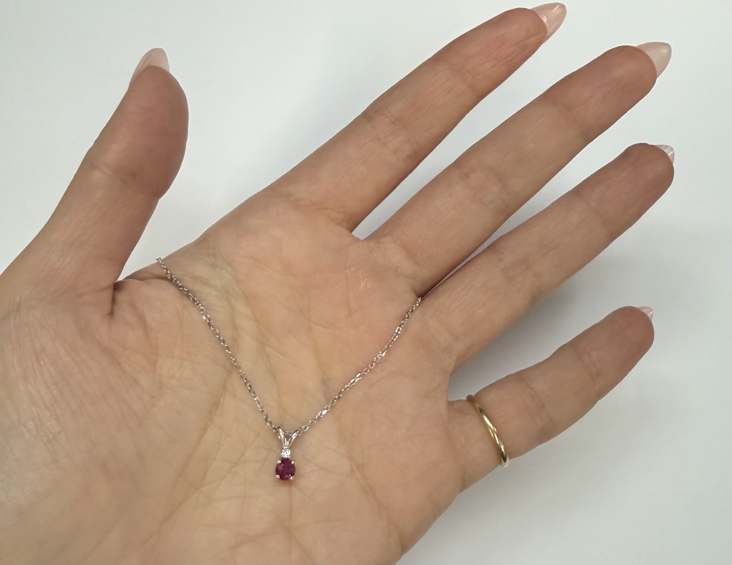 14k White Gold Genuine .30 Cttw Ruby & Diamond Pendant - Image 11