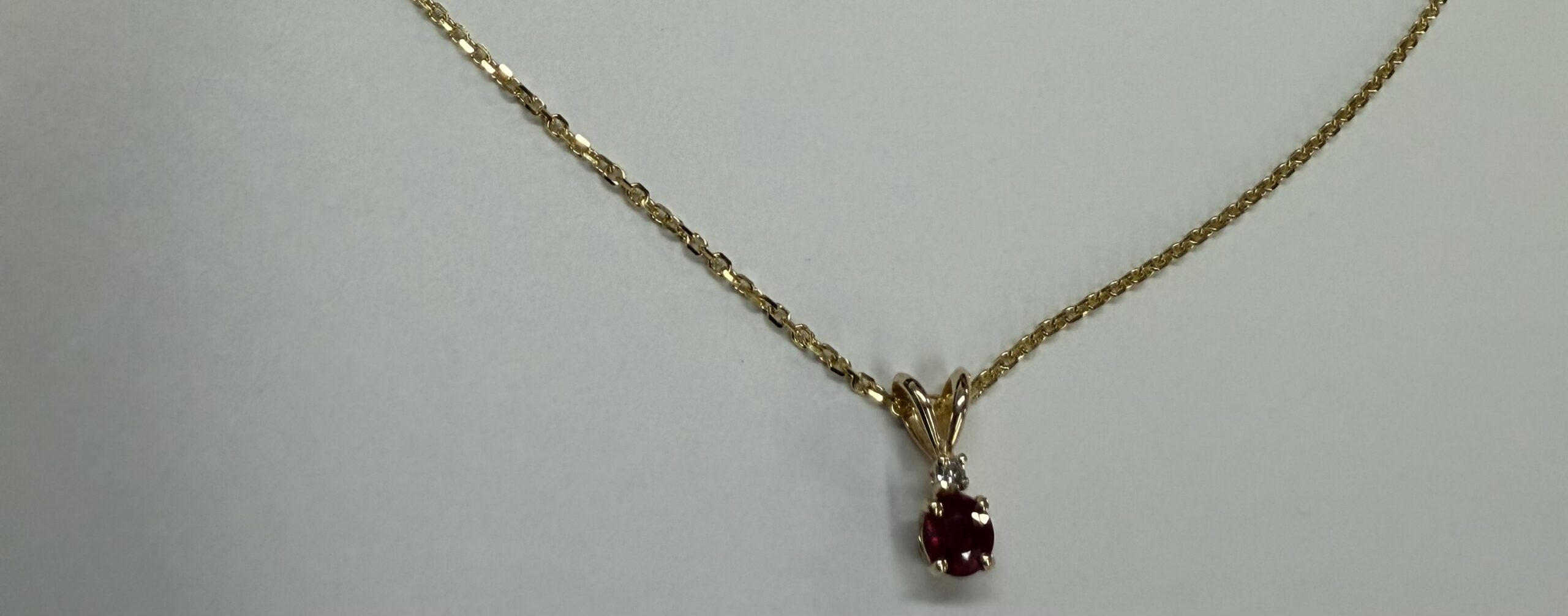 14k Yellow Gold Genuine .25 Cttw Ruby & Diamond Pendant - Image 5