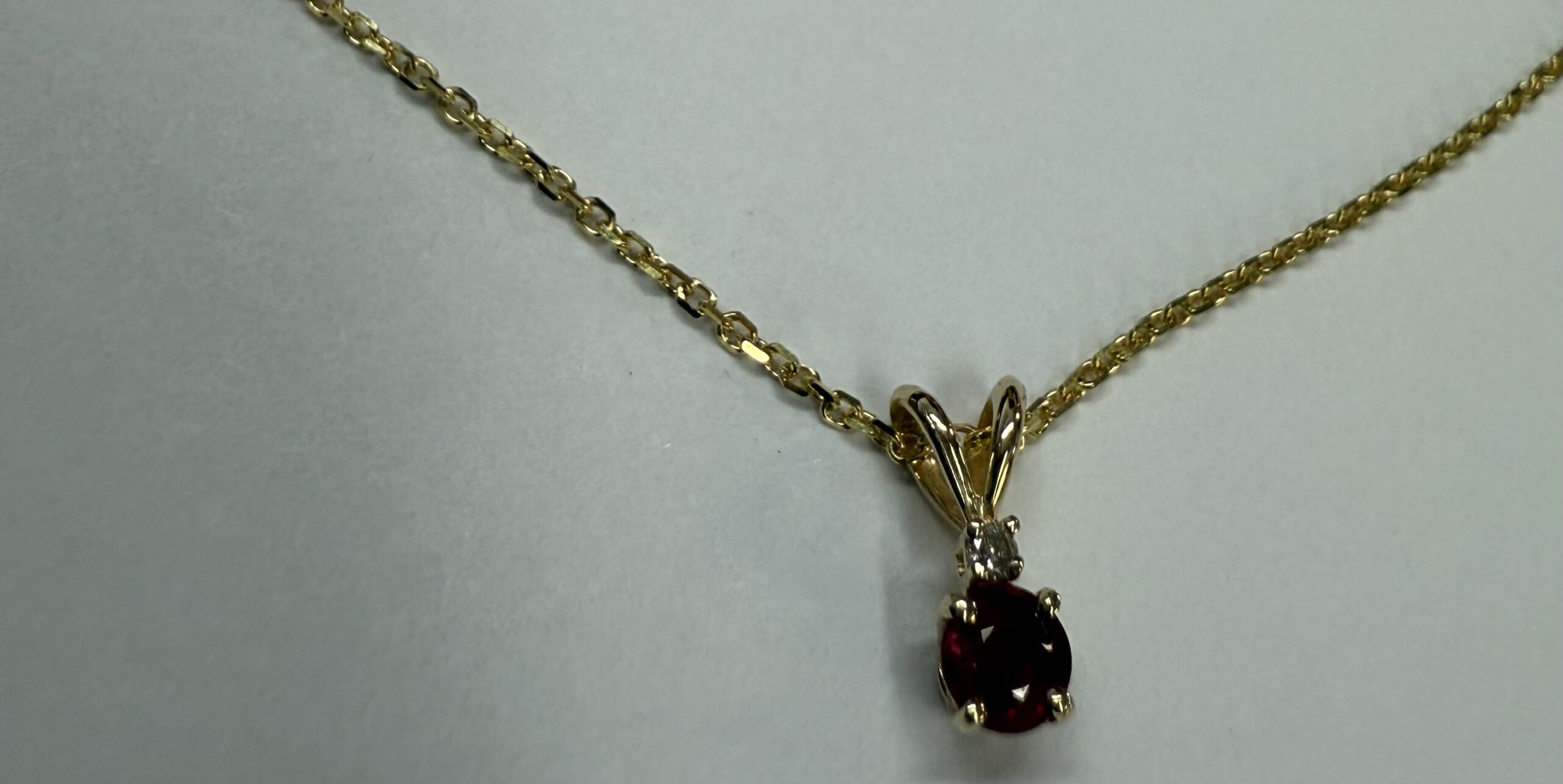 14k Yellow Gold Genuine .25 Cttw Ruby & Diamond Pendant - Image 6