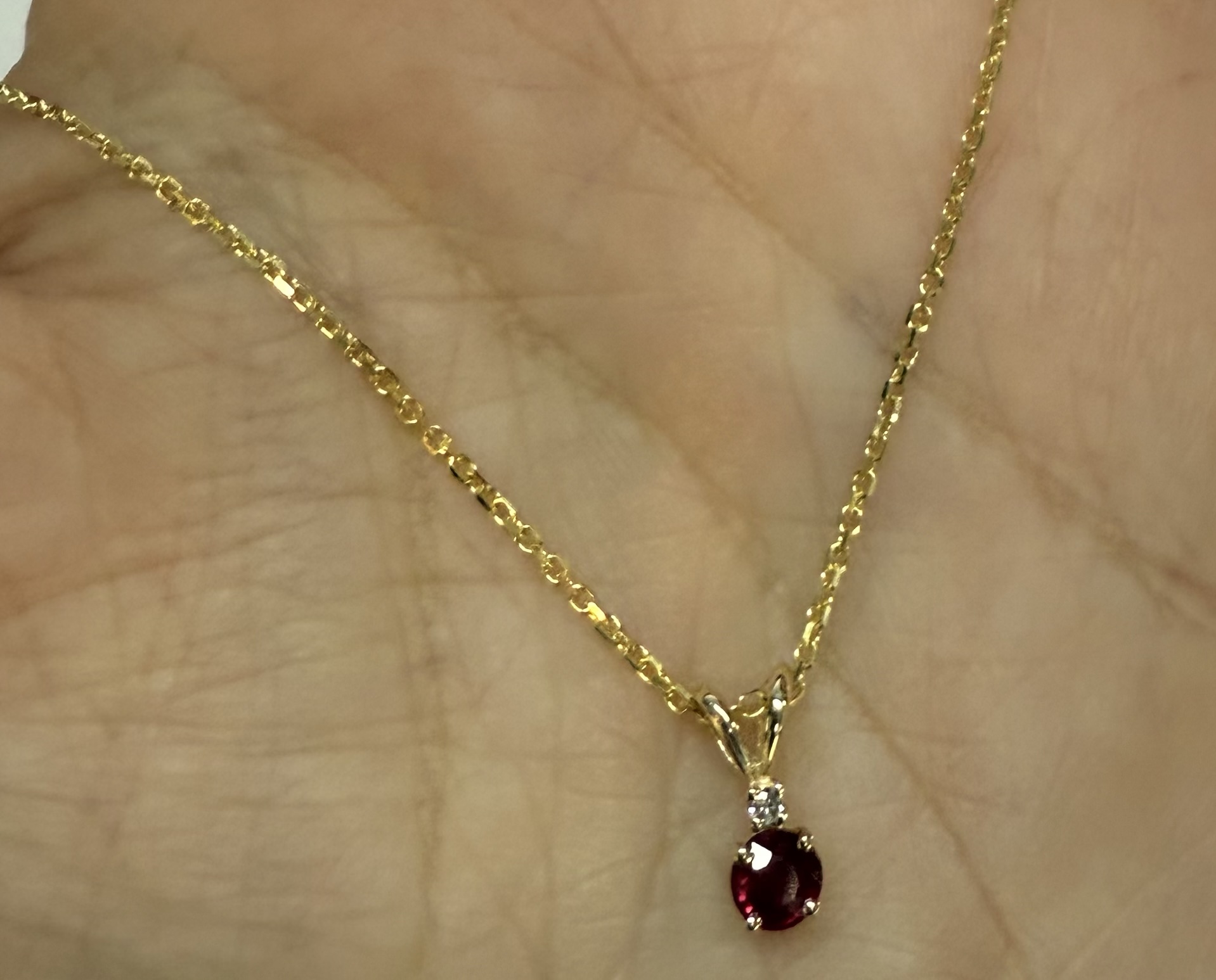 14k Yellow Gold Genuine .25 Cttw Ruby & Diamond Pendant - Image 8