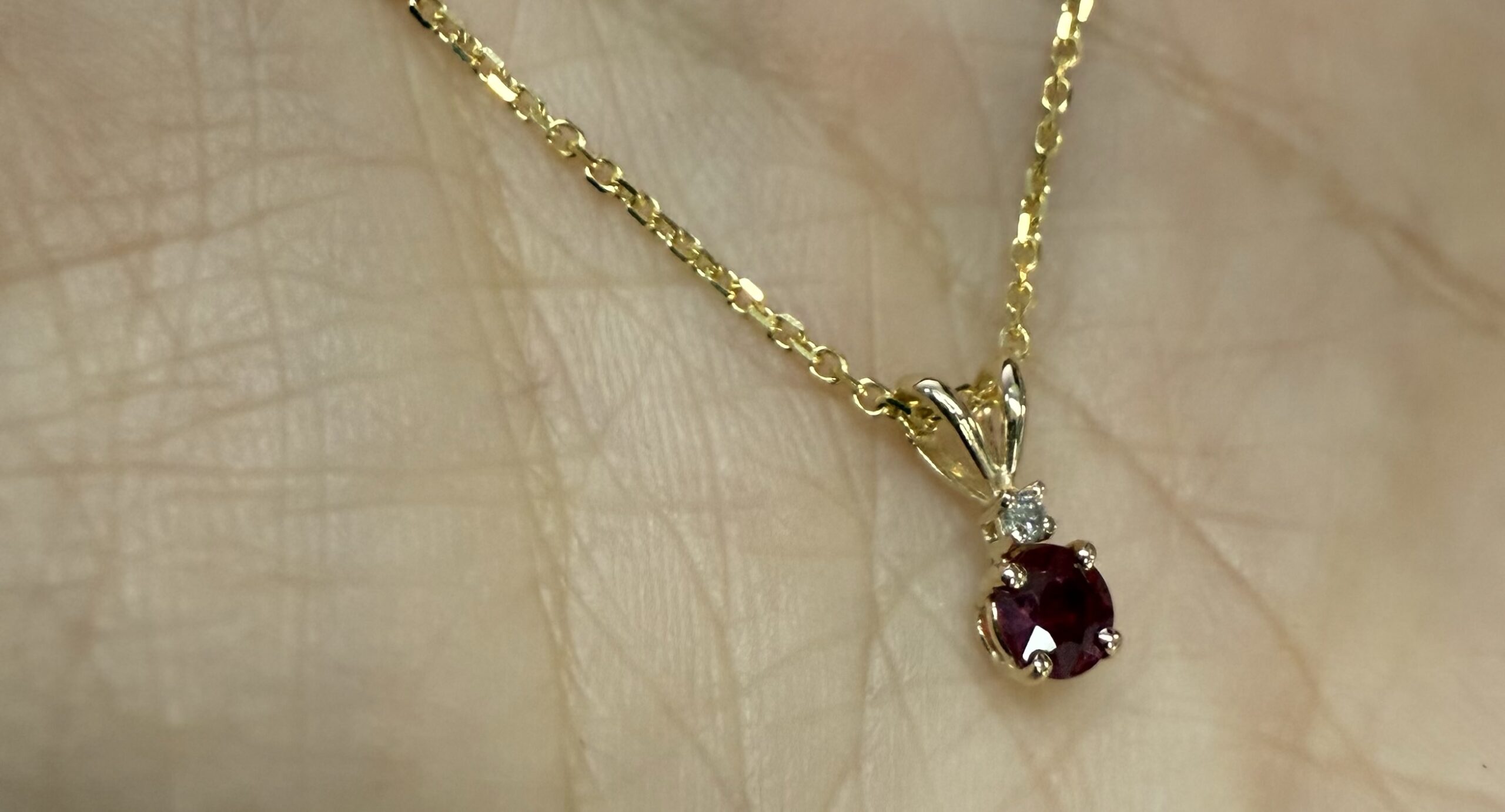14k Yellow Gold Genuine .25 Cttw Ruby & Diamond Pendant - Image 11