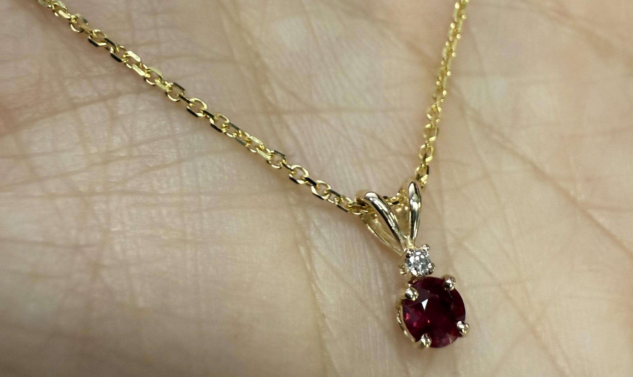 14k Yellow Gold Genuine .25 Cttw Ruby & Diamond Pendant - Image 14