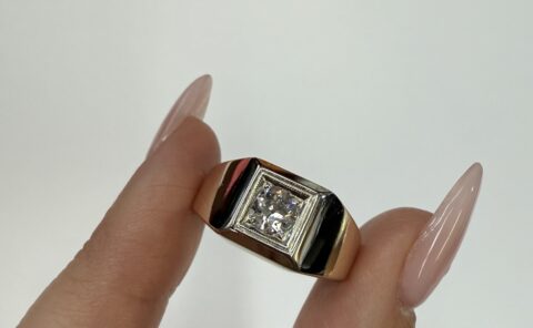 Men's Antique 14k Yellow Gold Genuine .45 Cttw Diamond Ring