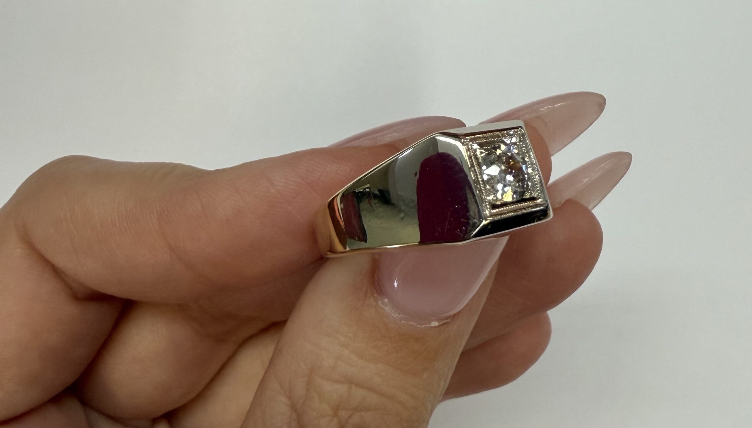 Men's Antique 14k Yellow Gold Genuine .45 Cttw Diamond Ring - Image 11