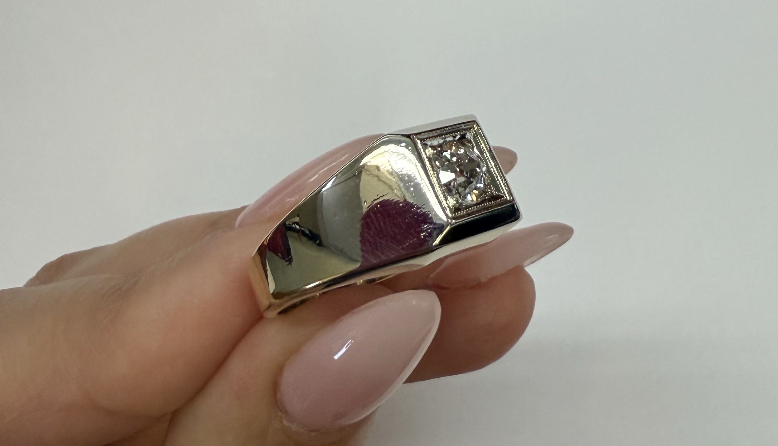 Men's Antique 14k Yellow Gold Genuine .45 Cttw Diamond Ring - Image 7