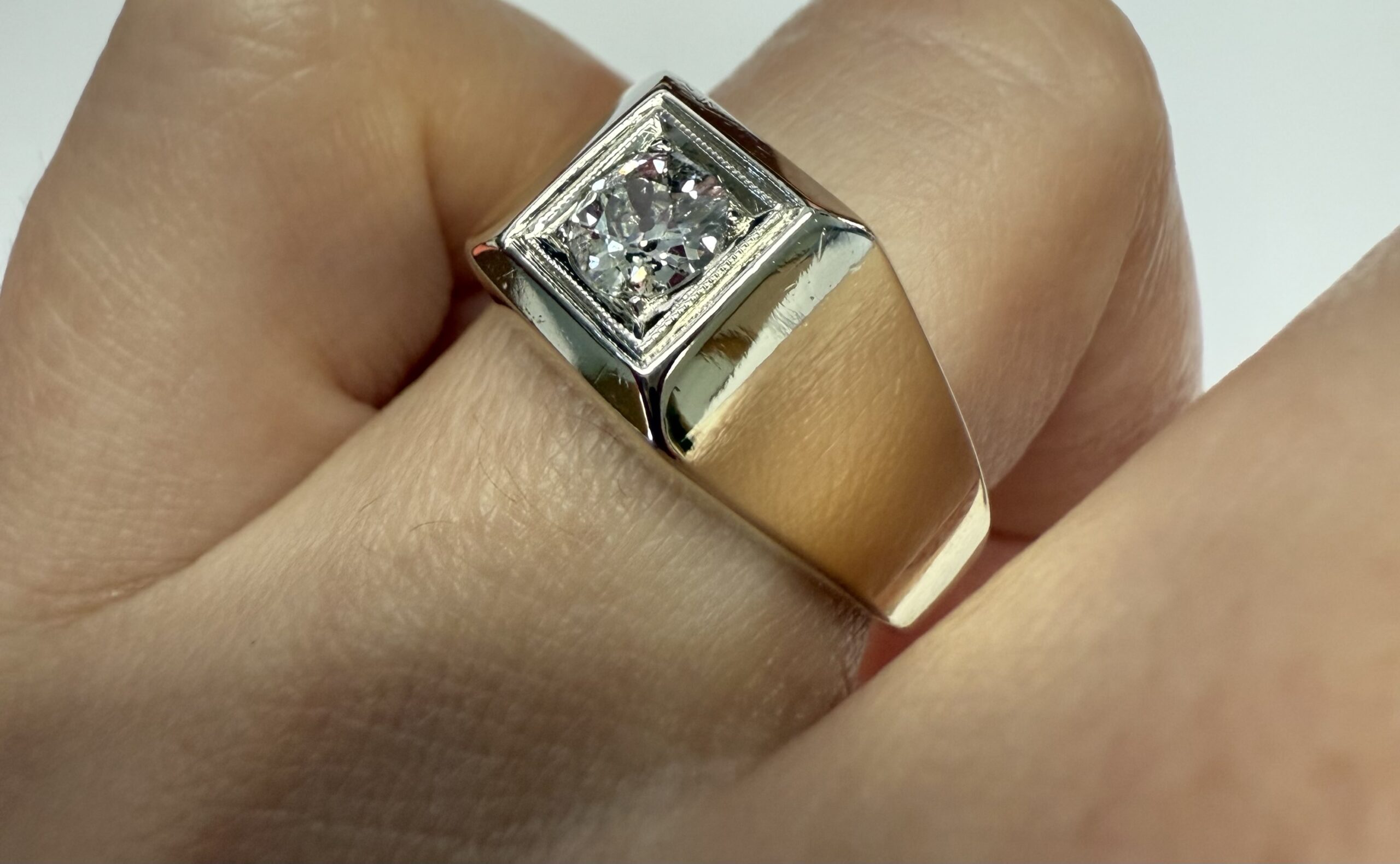 Men's Antique 14k Yellow Gold Genuine .45 Cttw Diamond Ring - Image 20