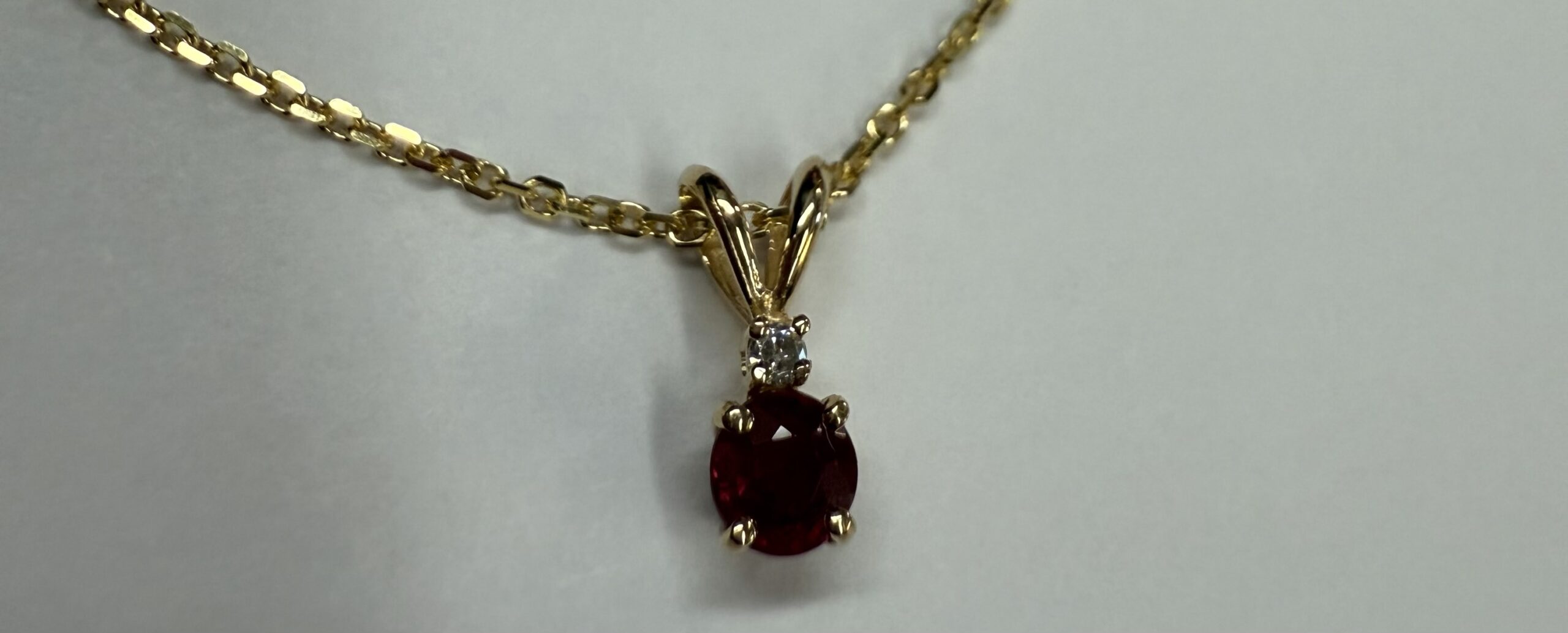 14k Yellow Gold Genuine .25 Cttw Ruby & Diamond Pendant - Image 3
