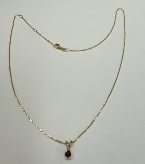 14k Yellow Gold Genuine .25 Cttw Ruby & Diamond Pendant