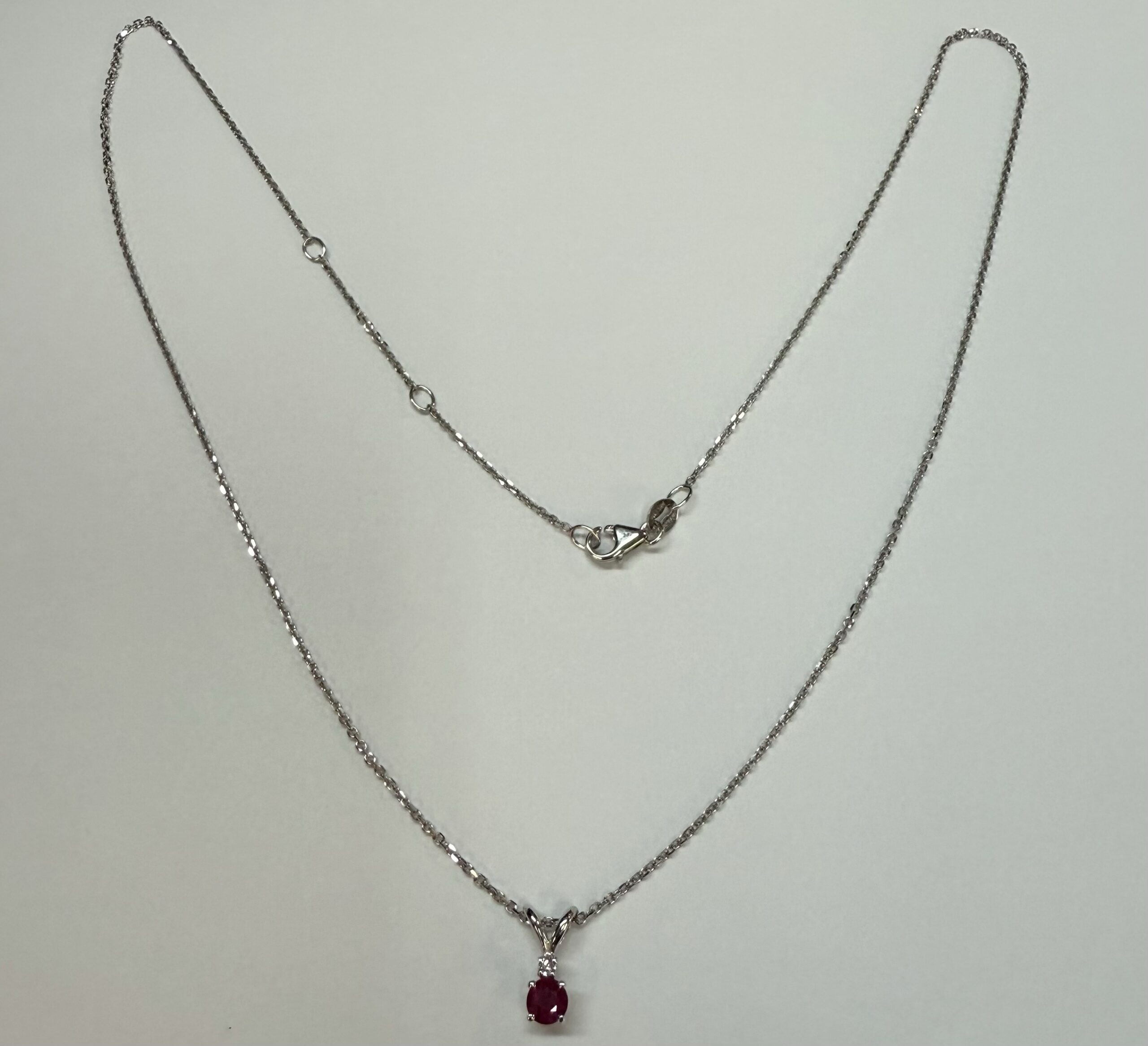 14k White Gold Genuine .30 Cttw Ruby & Diamond Pendant - Image 8