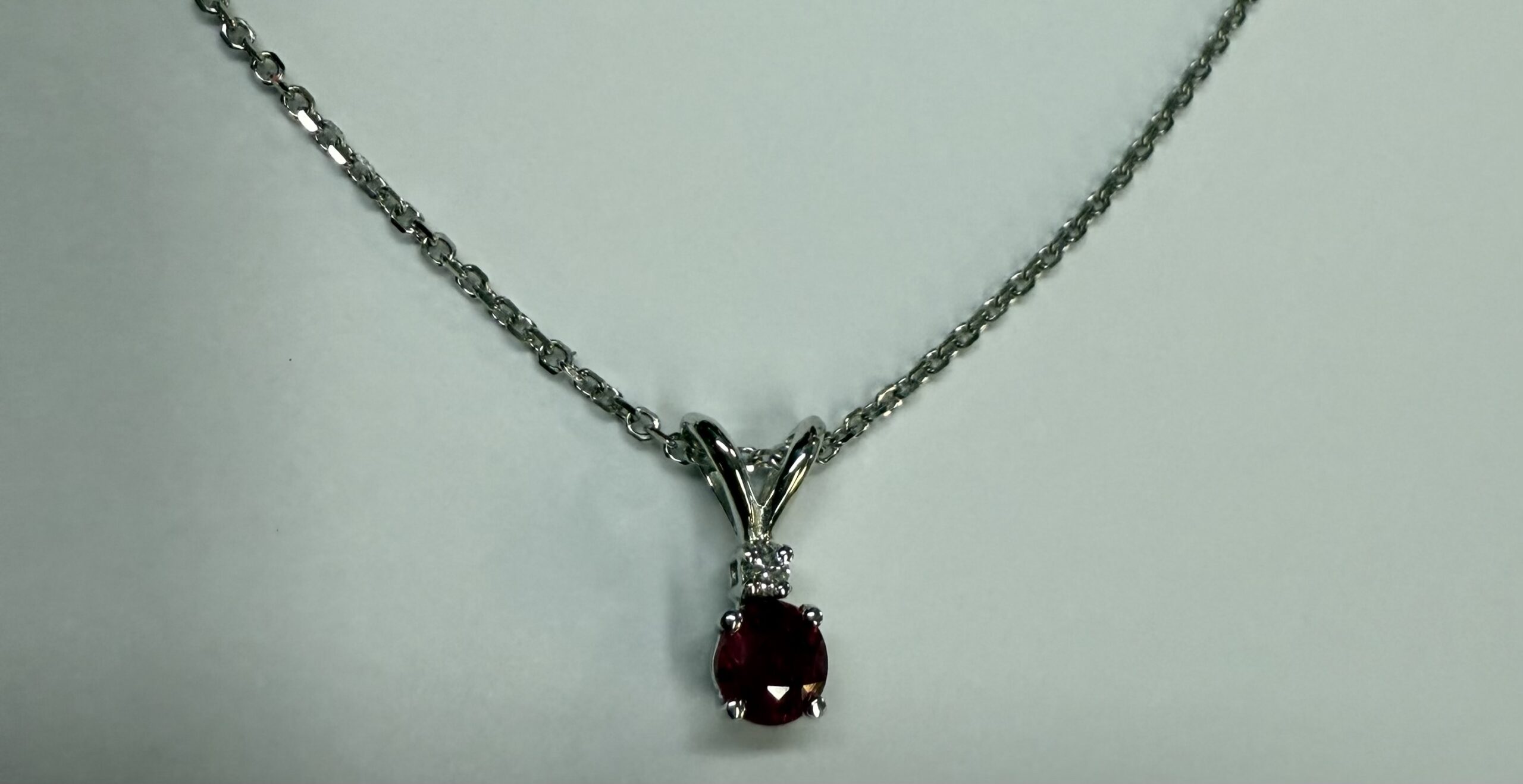 14k White Gold Genuine .30 Cttw Ruby & Diamond Pendant - Image 6