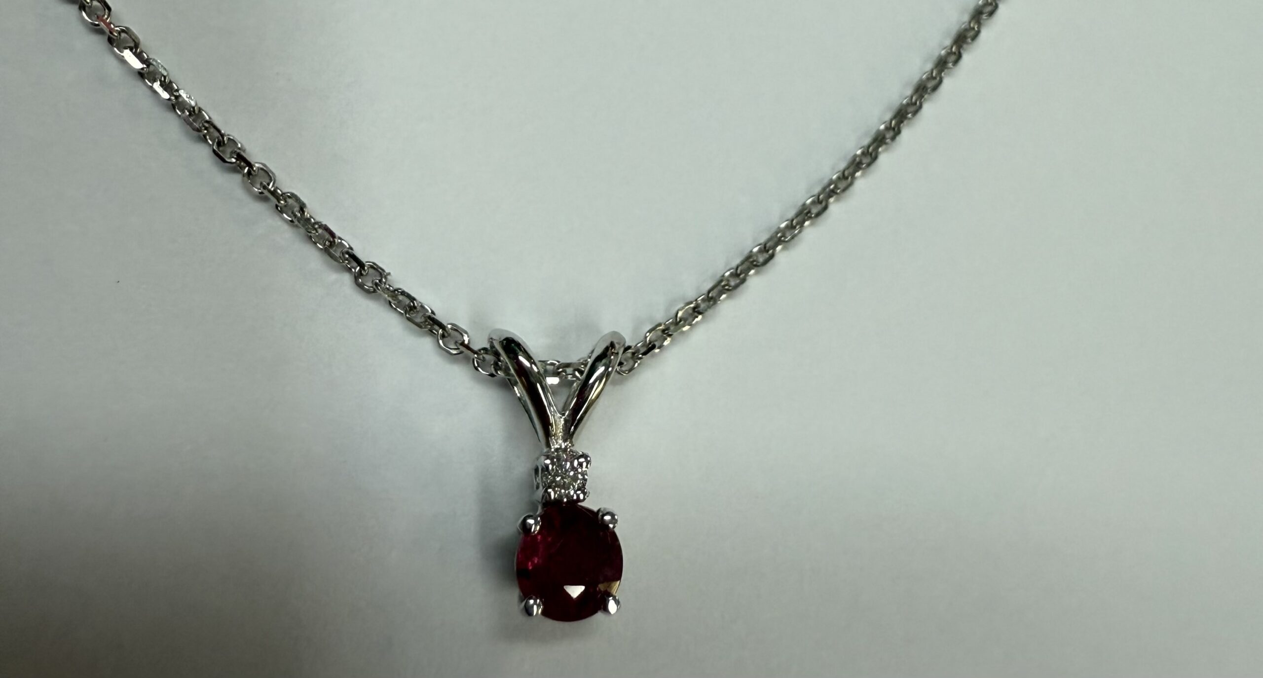 14k White Gold Genuine .30 Cttw Ruby & Diamond Pendant - Image 5