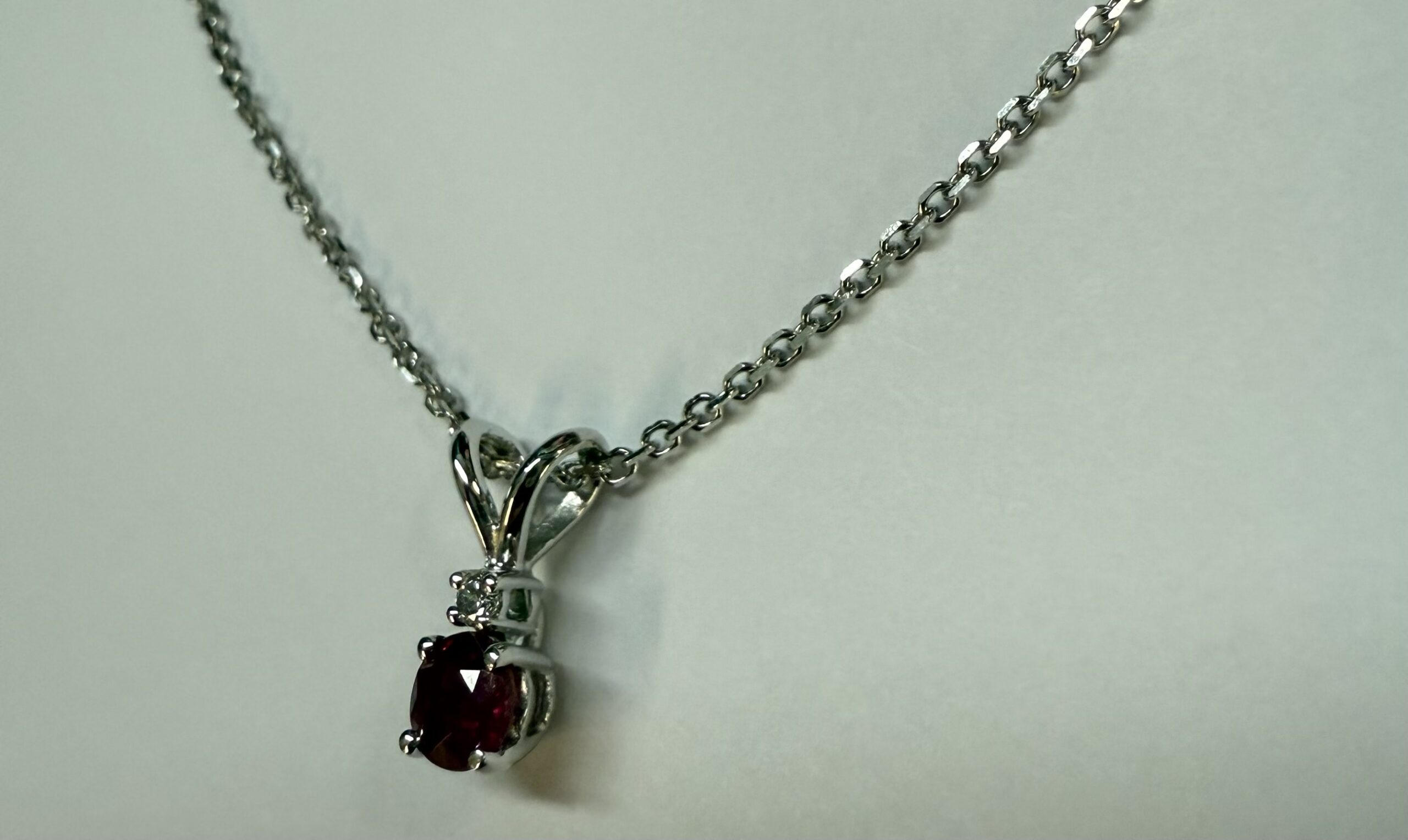 14k White Gold Genuine .30 Cttw Ruby & Diamond Pendant - Image 3