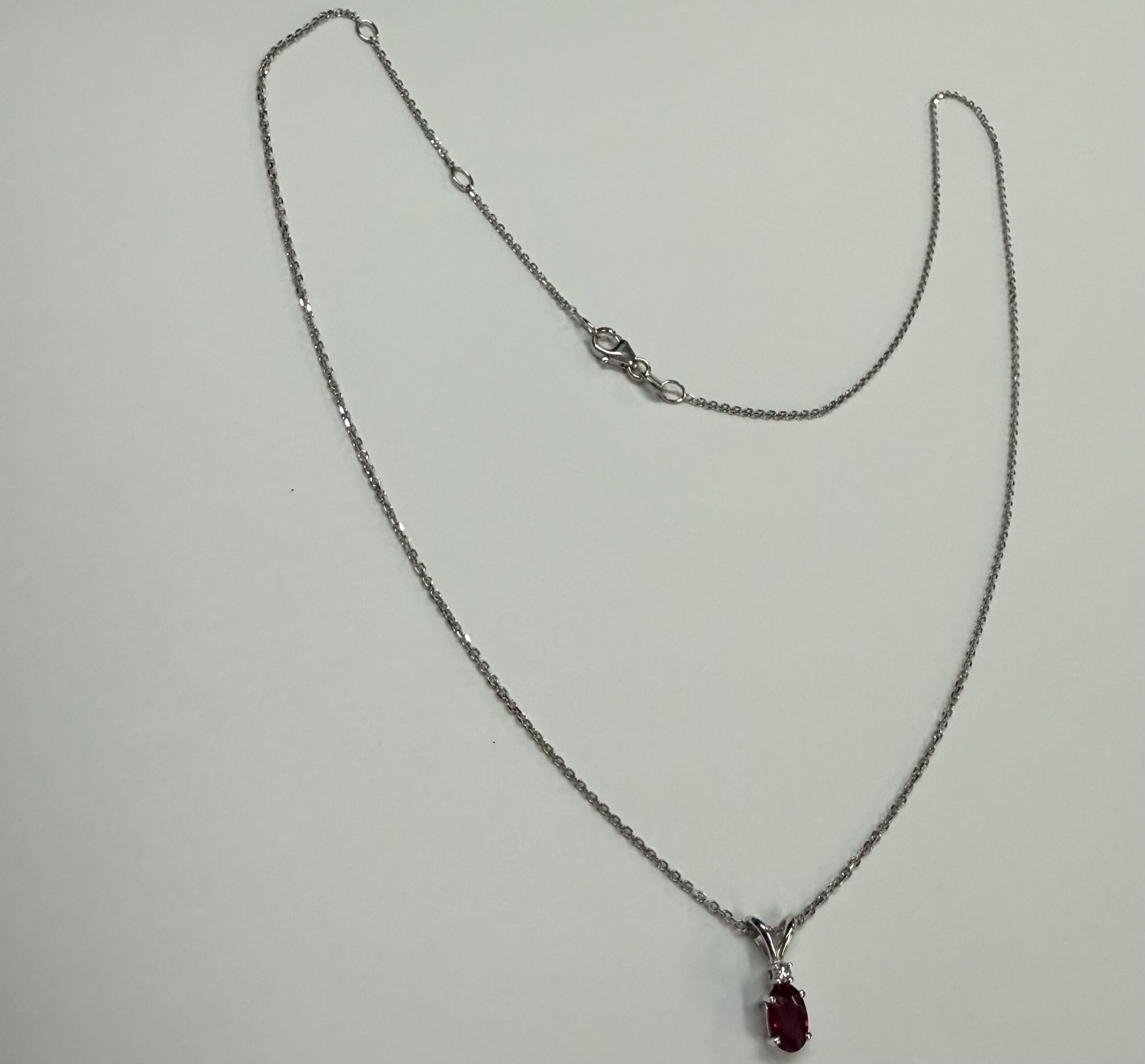 14k White Gold Genuine .53 Carat Ruby & Diamond Pendant - Image 3