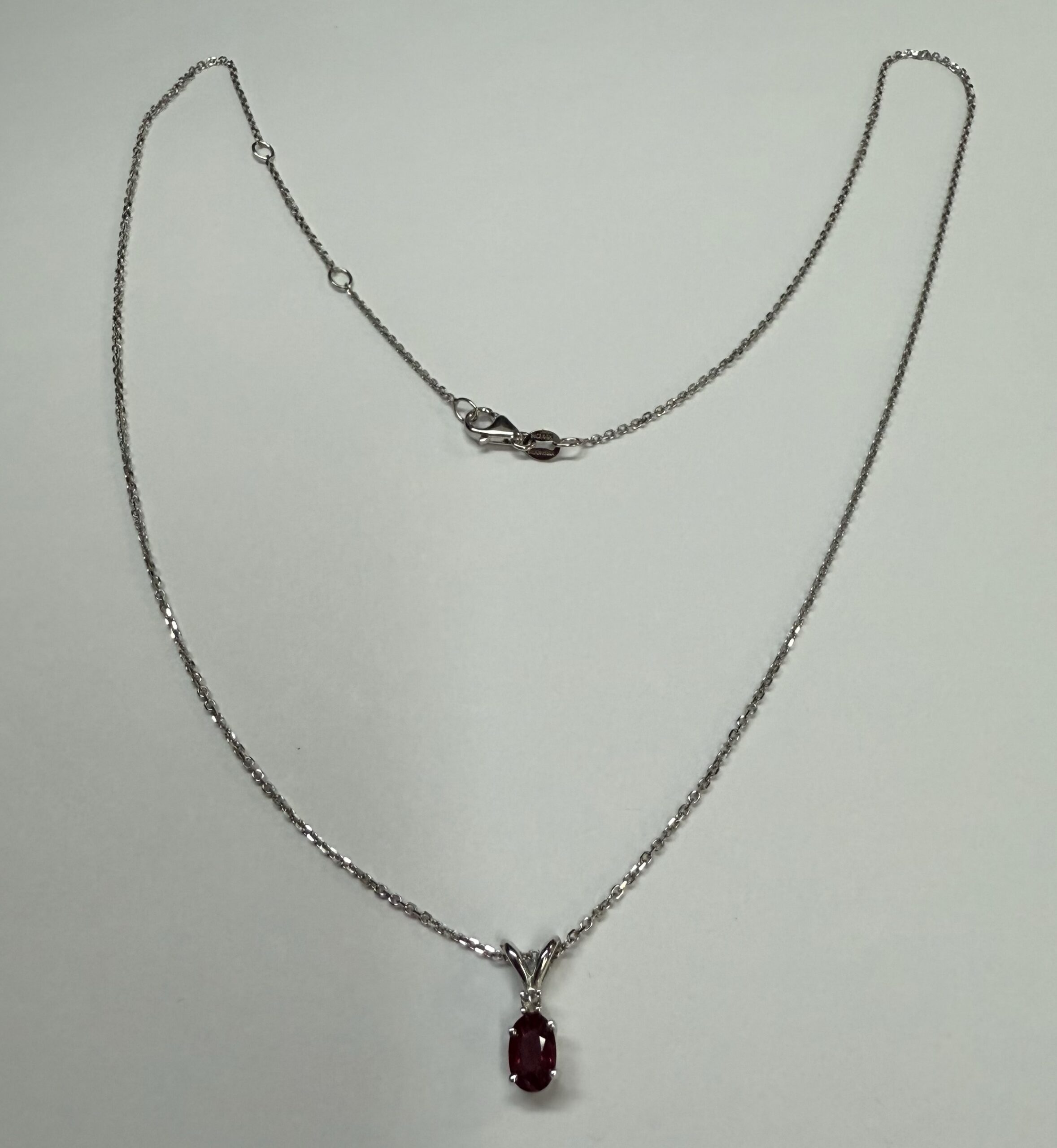 14k White Gold Genuine .53 Carat Ruby & Diamond Pendant - Image 8