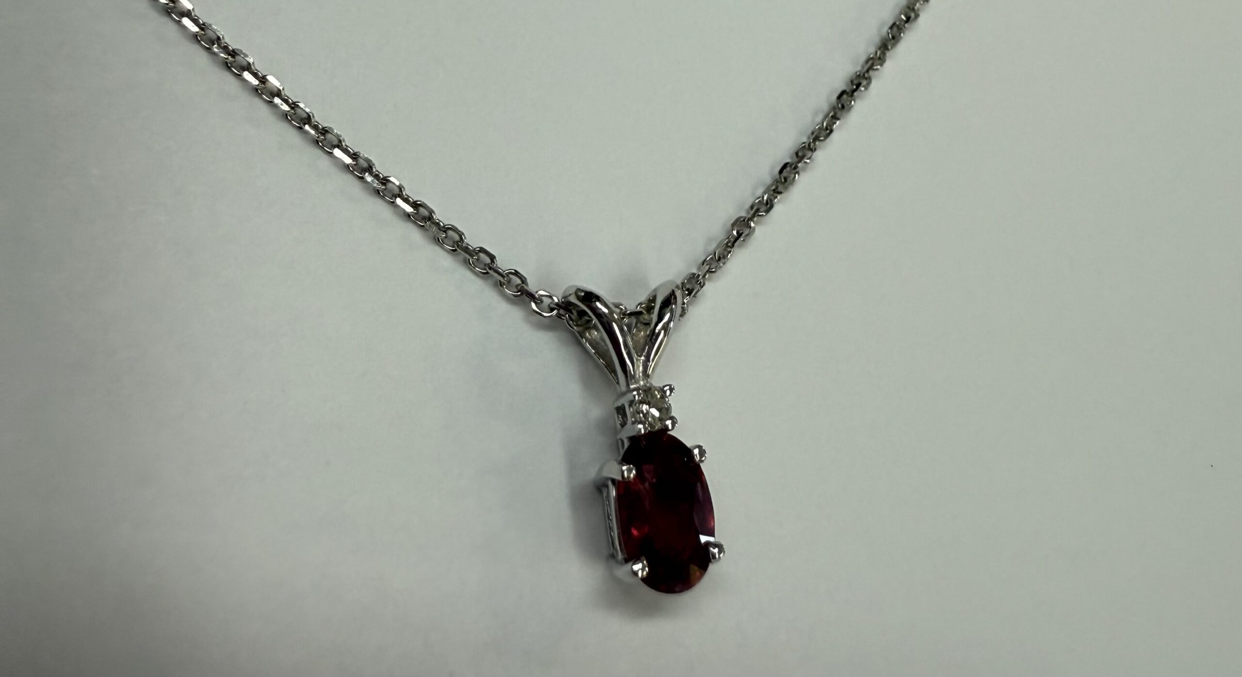 14k White Gold Genuine .53 Carat Ruby & Diamond Pendant - Image 16