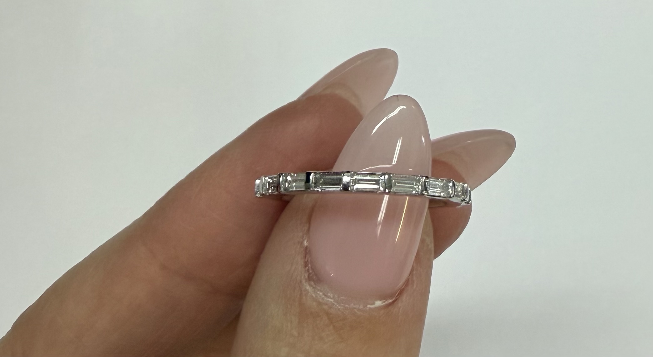 14k White Gold Genuine 1/2 Cttw Baguette Diamond Band - Image 8