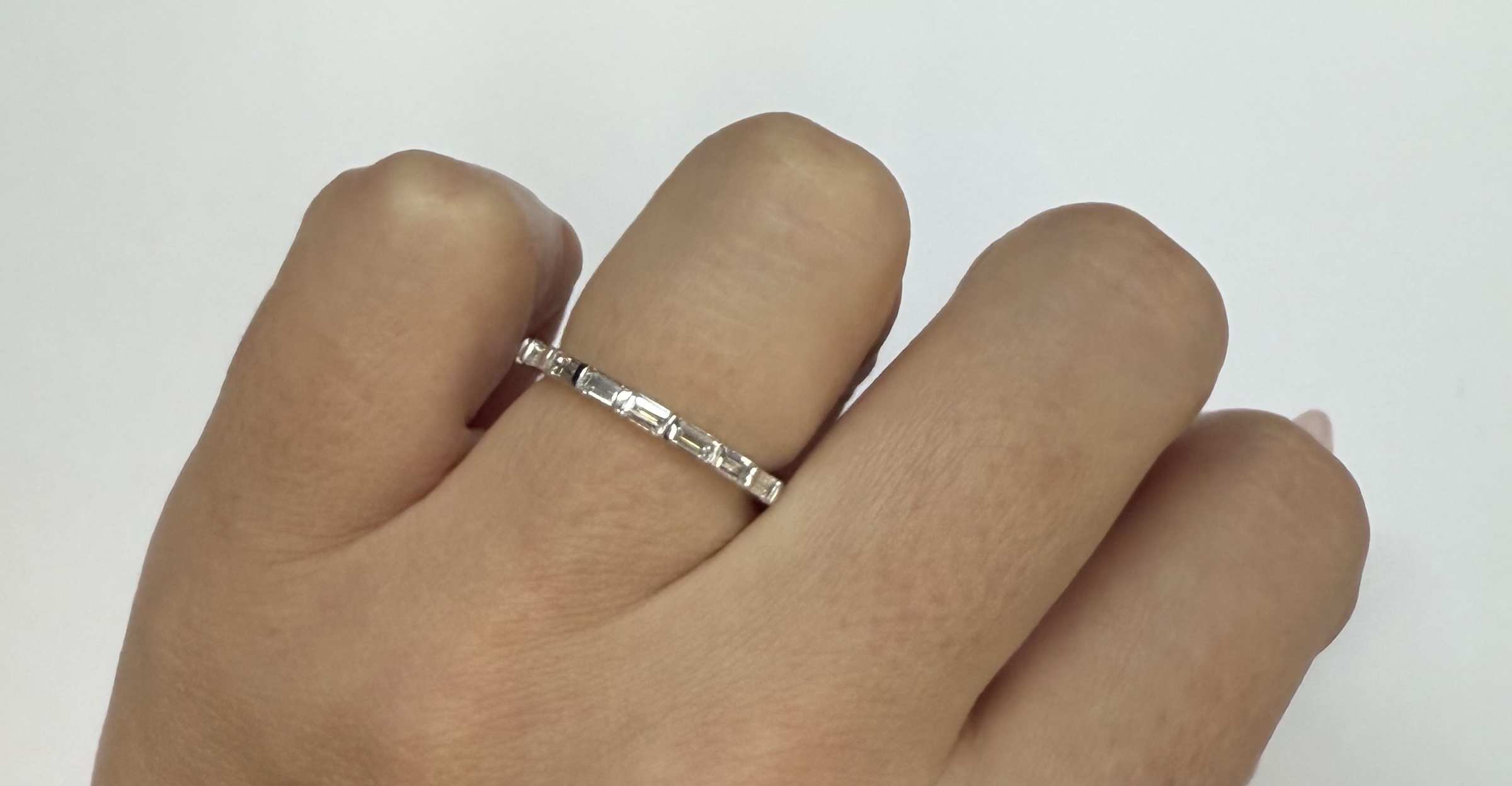 14k White Gold Genuine 1/2 Cttw Baguette Diamond Band - Image 12