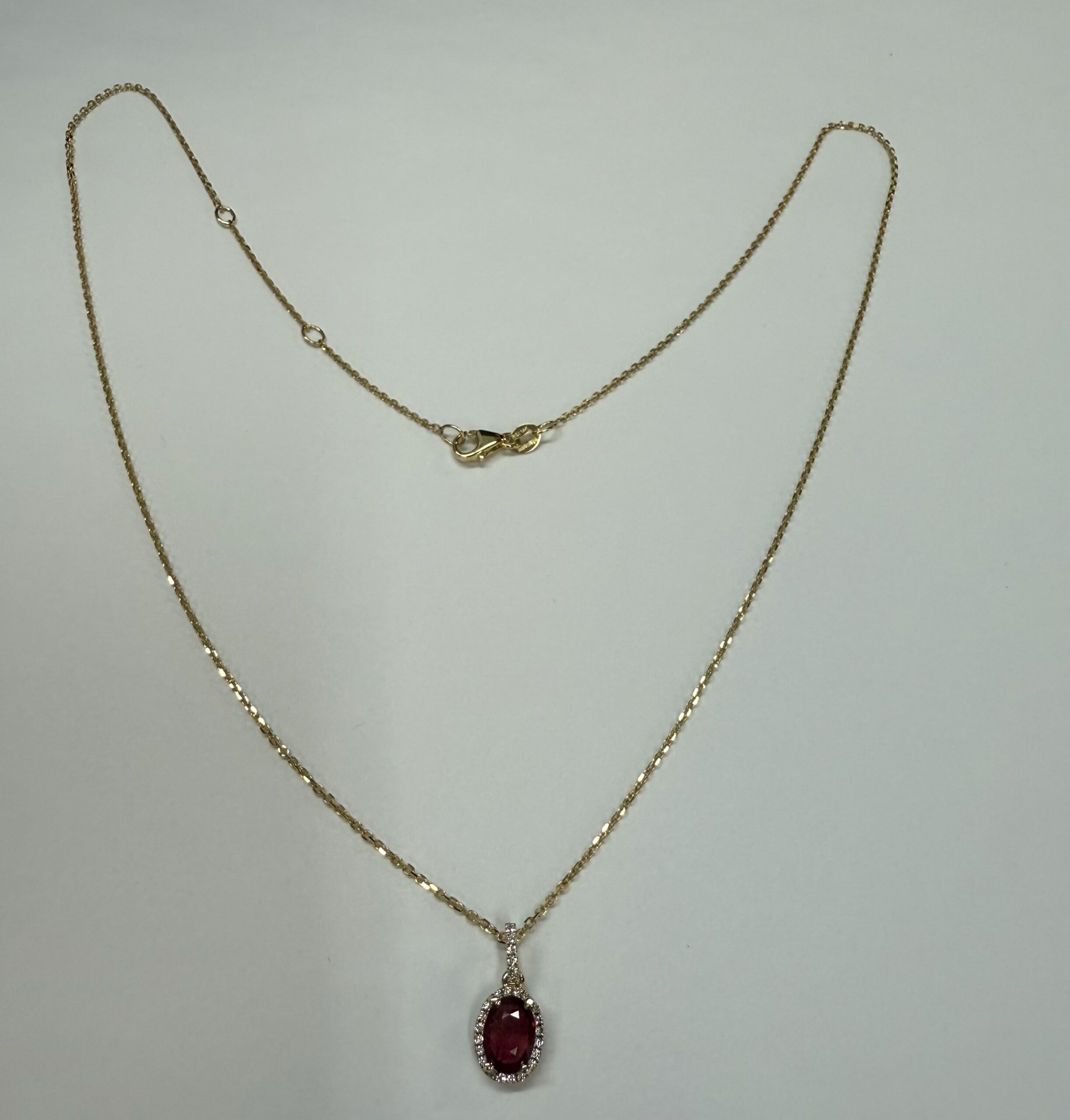 14k Yellow Gold Genuine .88 Cttw Ruby & Diamond Halo Pendant - Image 10