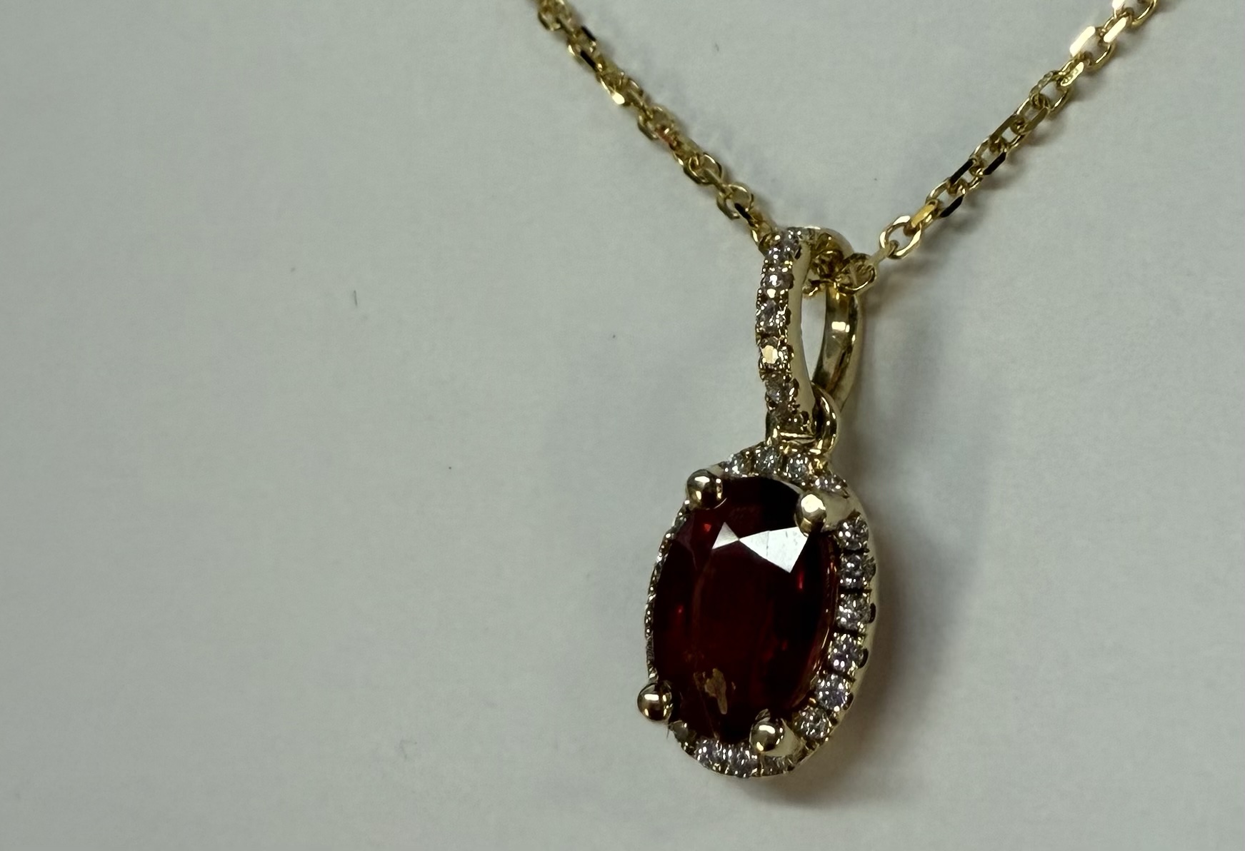 14k Yellow Gold Genuine .88 Cttw Ruby & Diamond Halo Pendant - Image 13