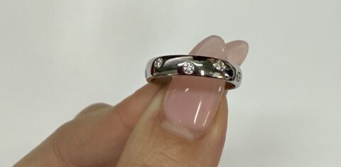 14k White Gold Genuine .18 Cttw Round Brilliant Cut Diamond Scattered Band