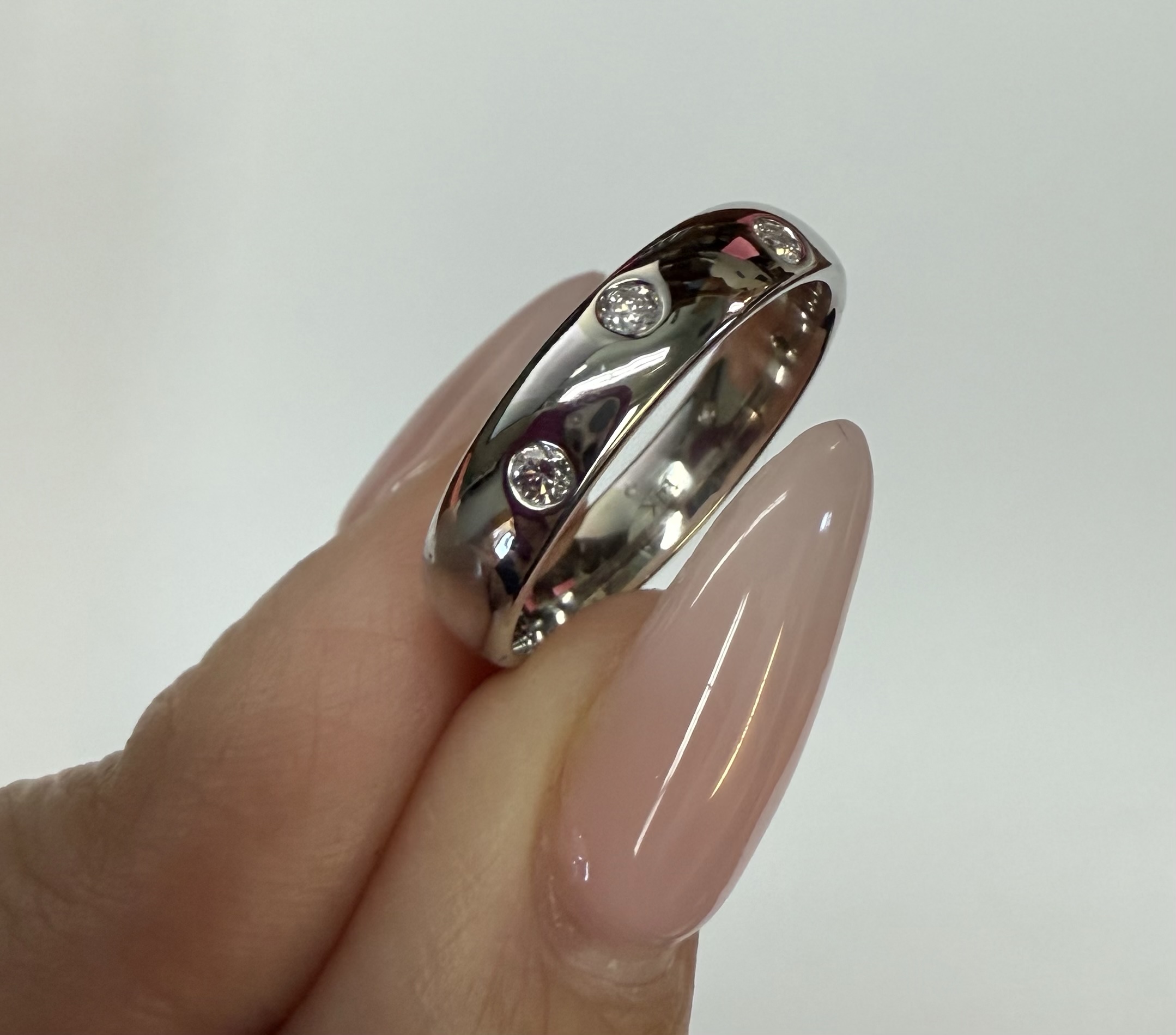 14k White Gold Genuine .18 Cttw Round Brilliant Cut Diamond Scattered Band - Image 7