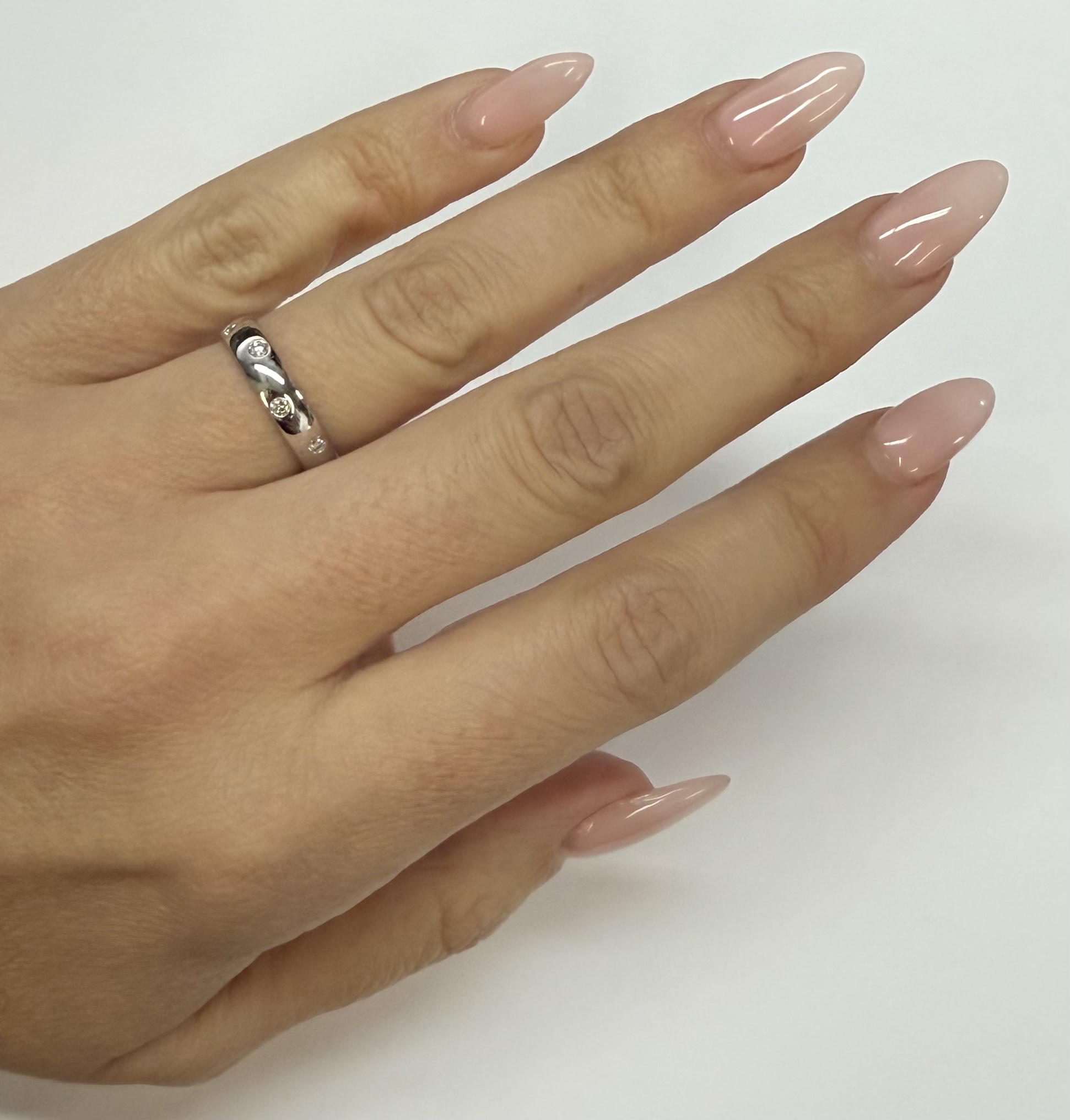 14k White Gold Genuine .18 Cttw Round Brilliant Cut Diamond Scattered Band - Image 10