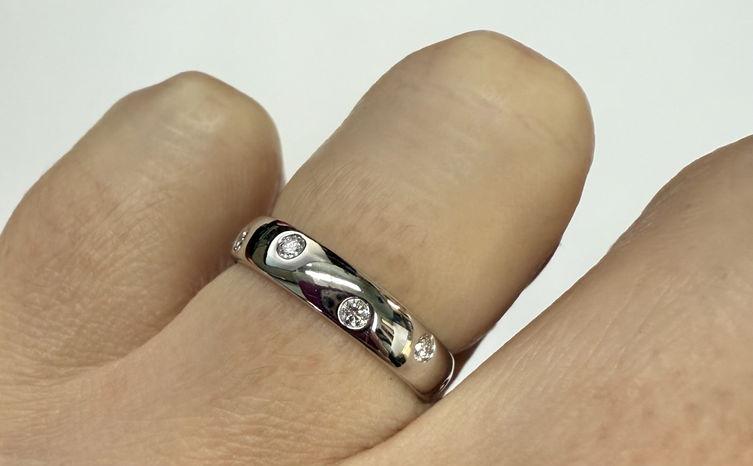 14k White Gold Genuine .18 Cttw Round Brilliant Cut Diamond Scattered Band - Image 12