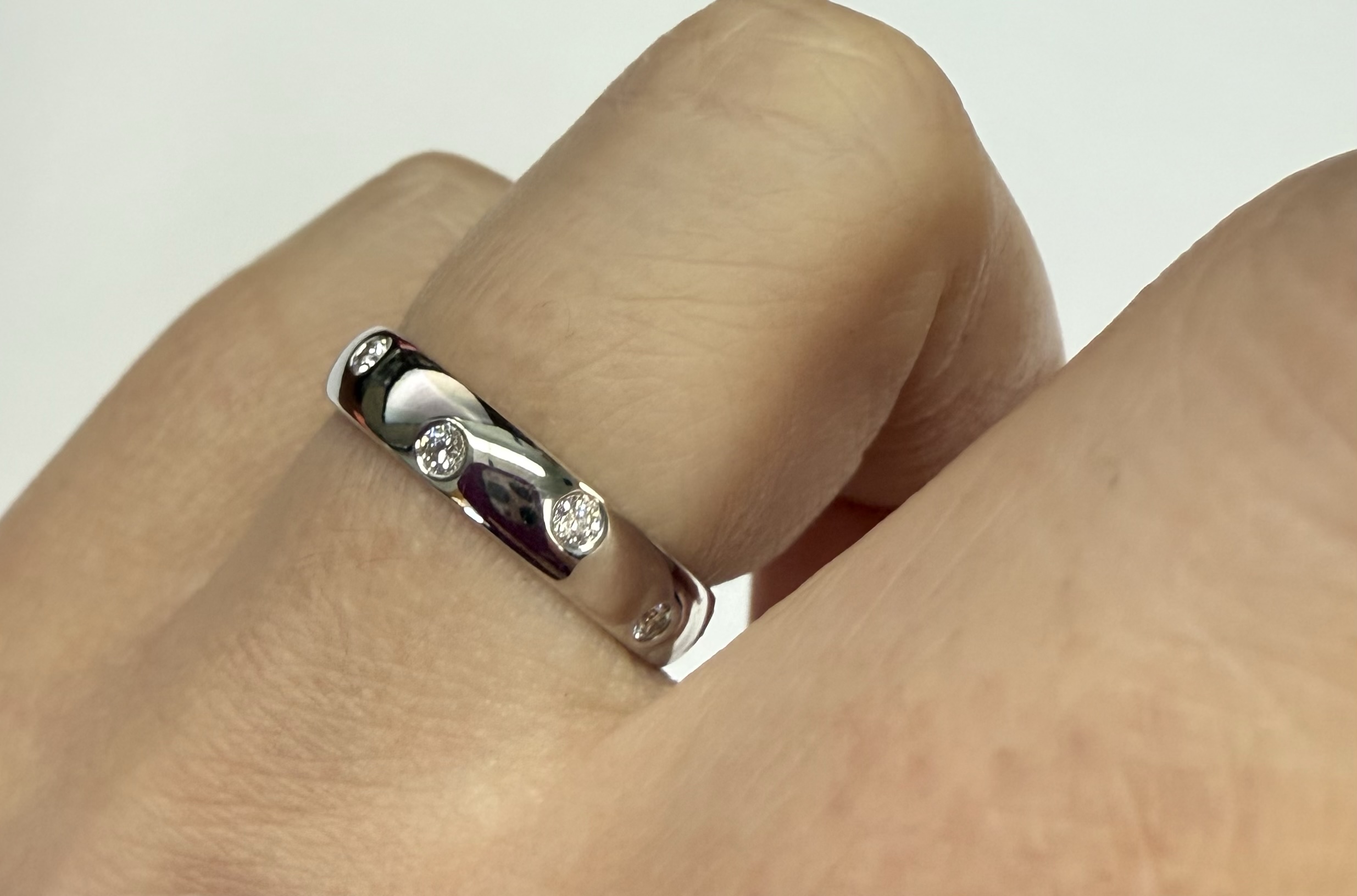 14k White Gold Genuine .18 Cttw Round Brilliant Cut Diamond Scattered Band - Image 13